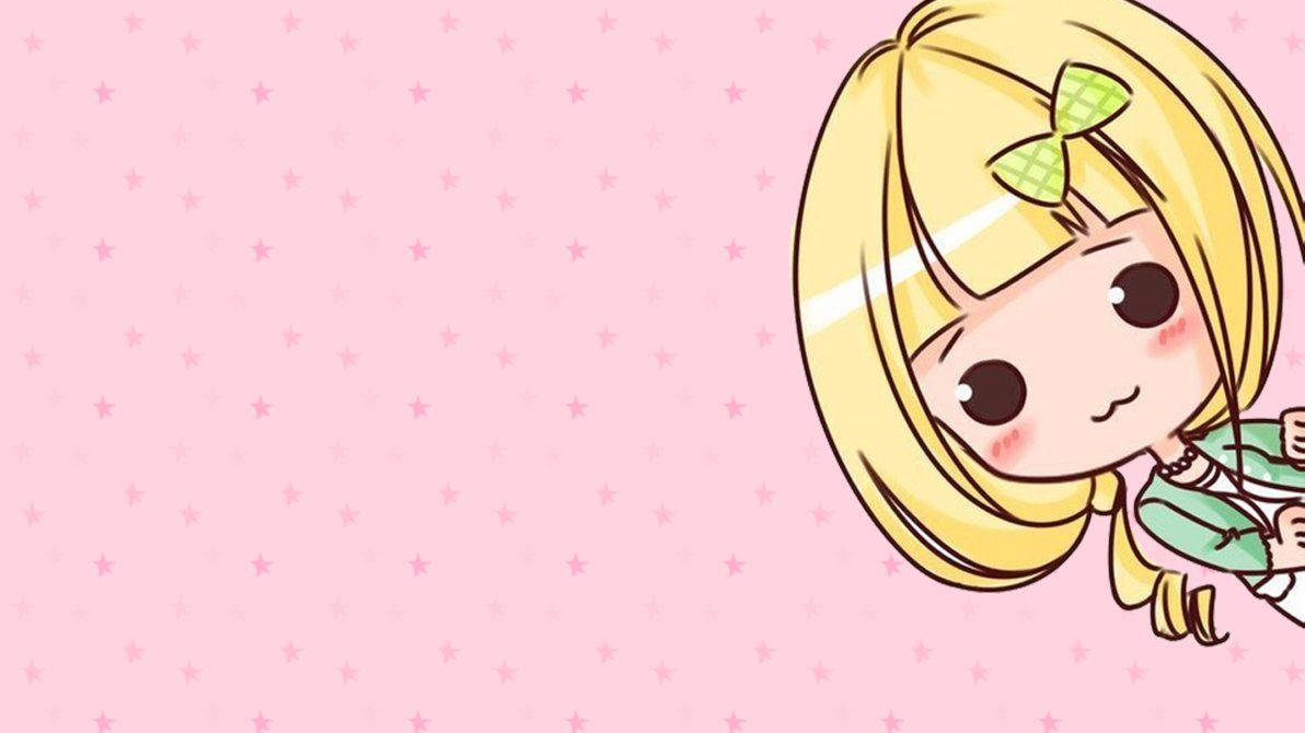 Kawaii-jente med gult hår bakgrunnsbilde.