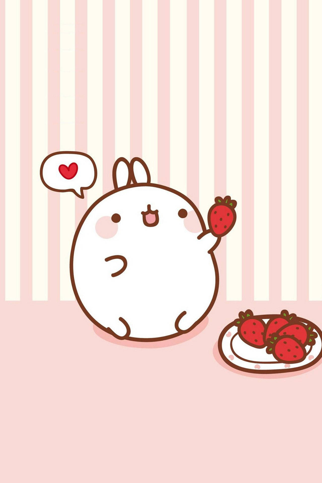 Kawaii kanin Molang jordbær måltid bakgrunn.