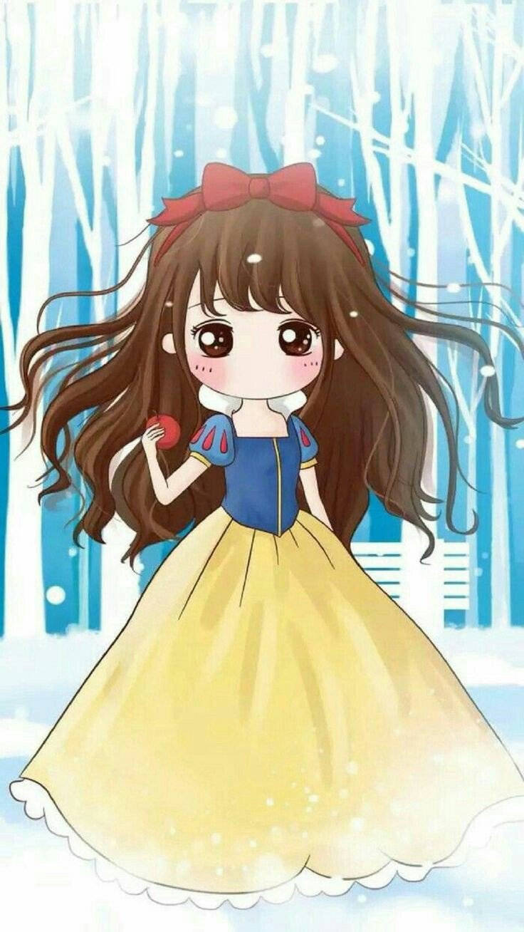 Kawaii søt jentete Snow White Bakgrunner
