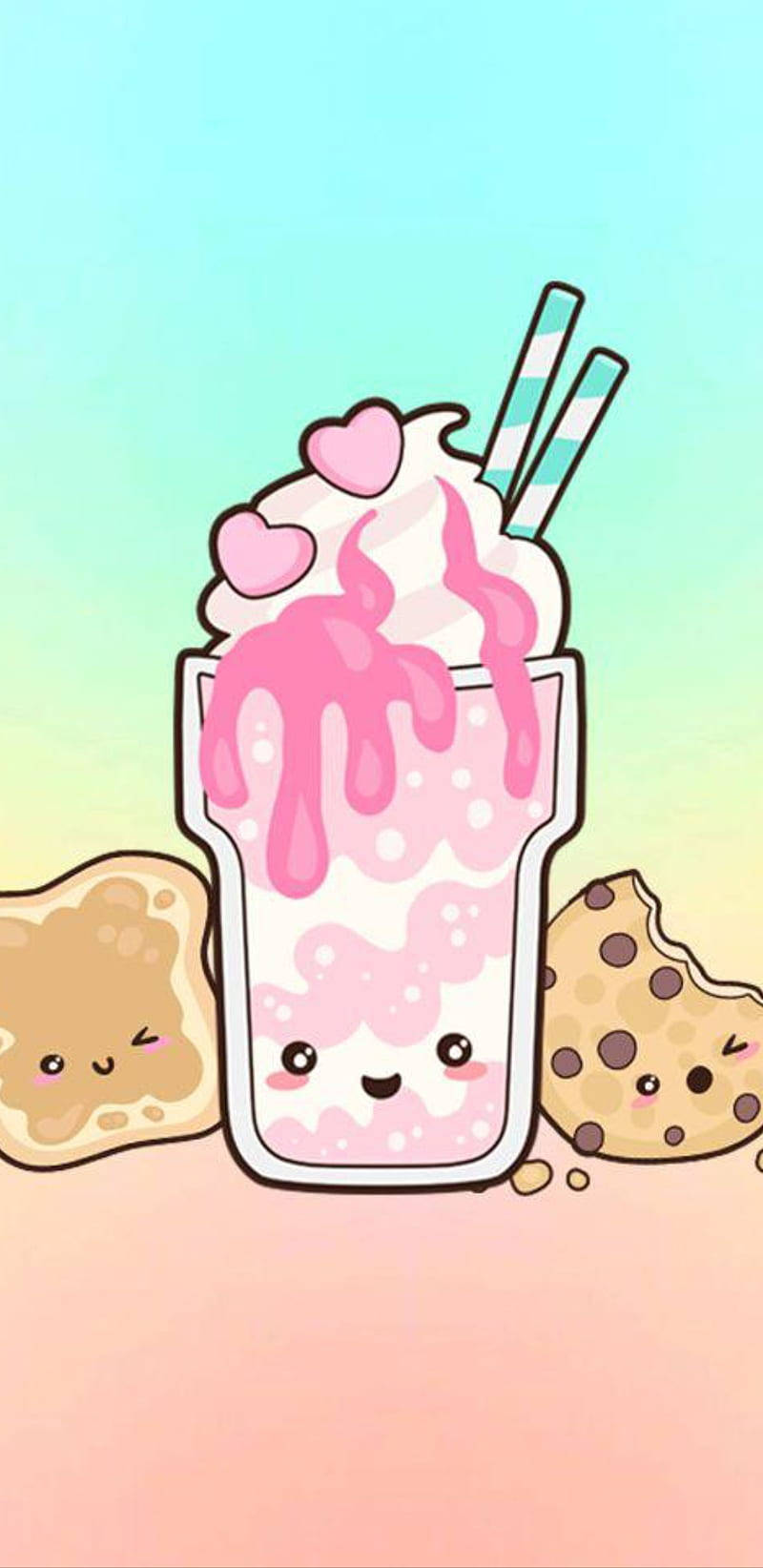 Kawaii Søt Jentete Milkshake Bakgrunner