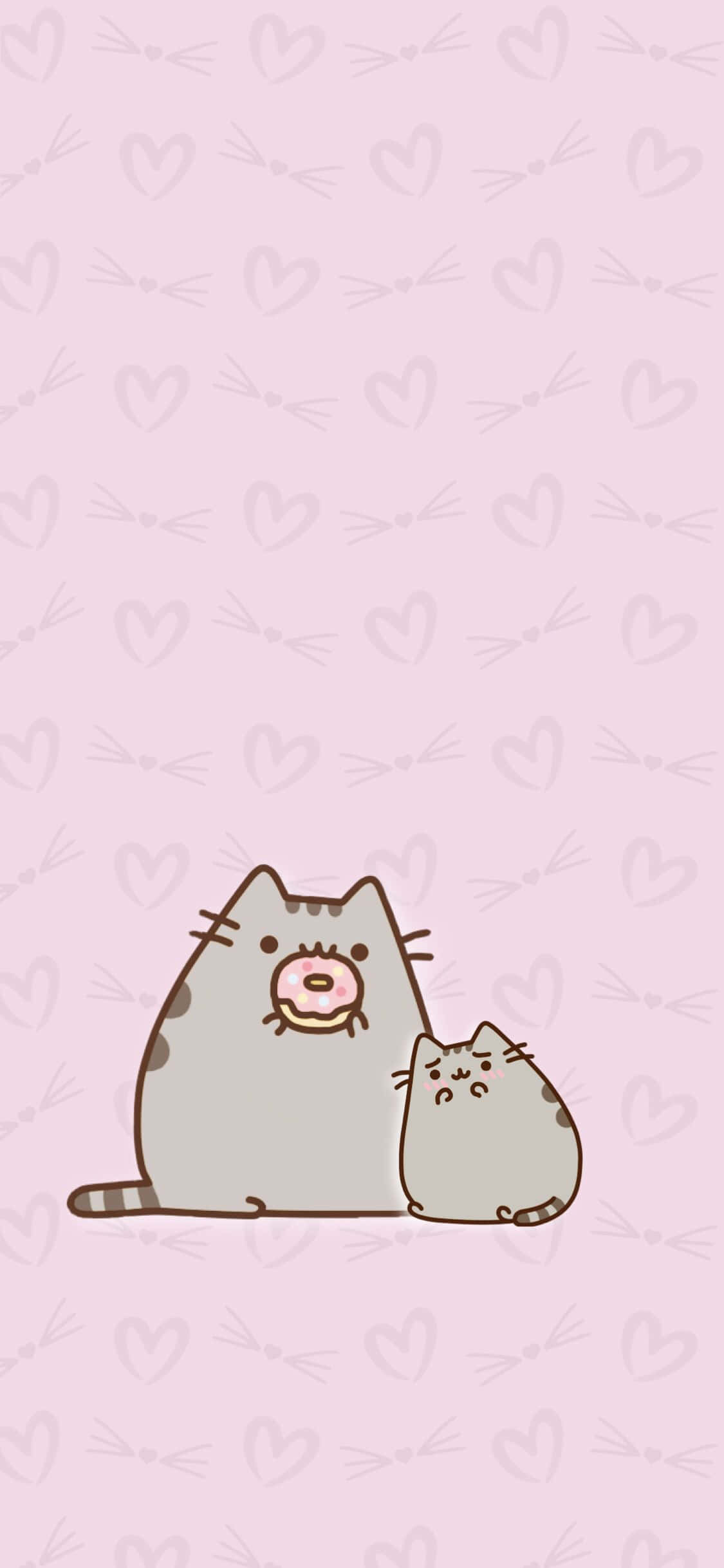 Kawaii Søt Katt Spiser Smultring Bilde Bakgrunner