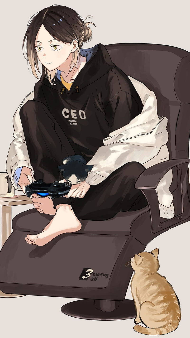 Kenma spiller videospill Bakgrunner