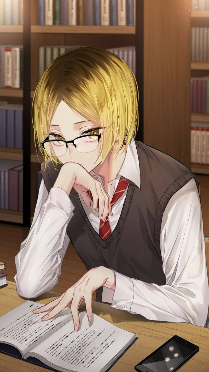 Kenma studerer på biblioteket Bakgrunner