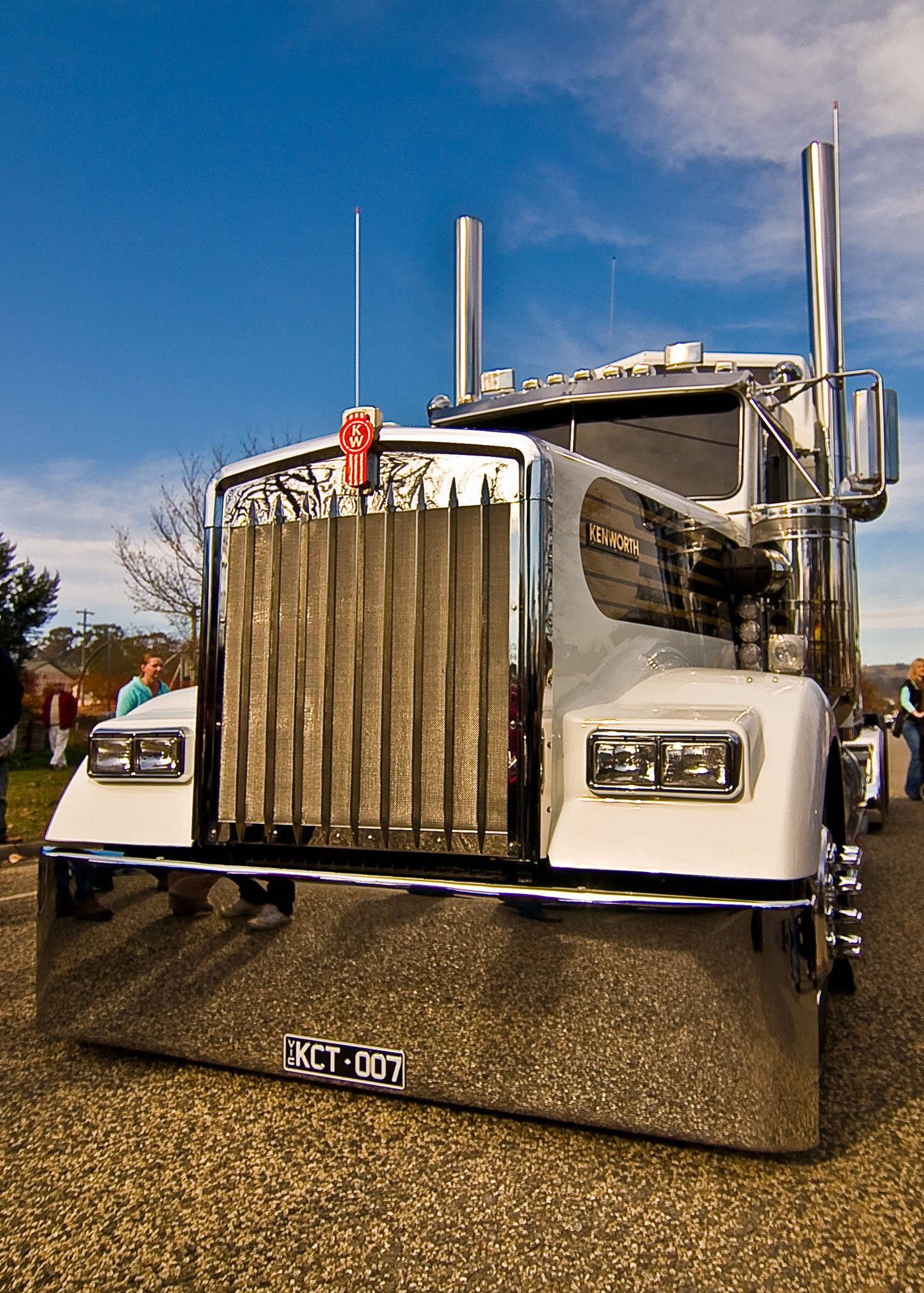 Kenworth Skinnende Støtfanger Krom Bakgrunner
