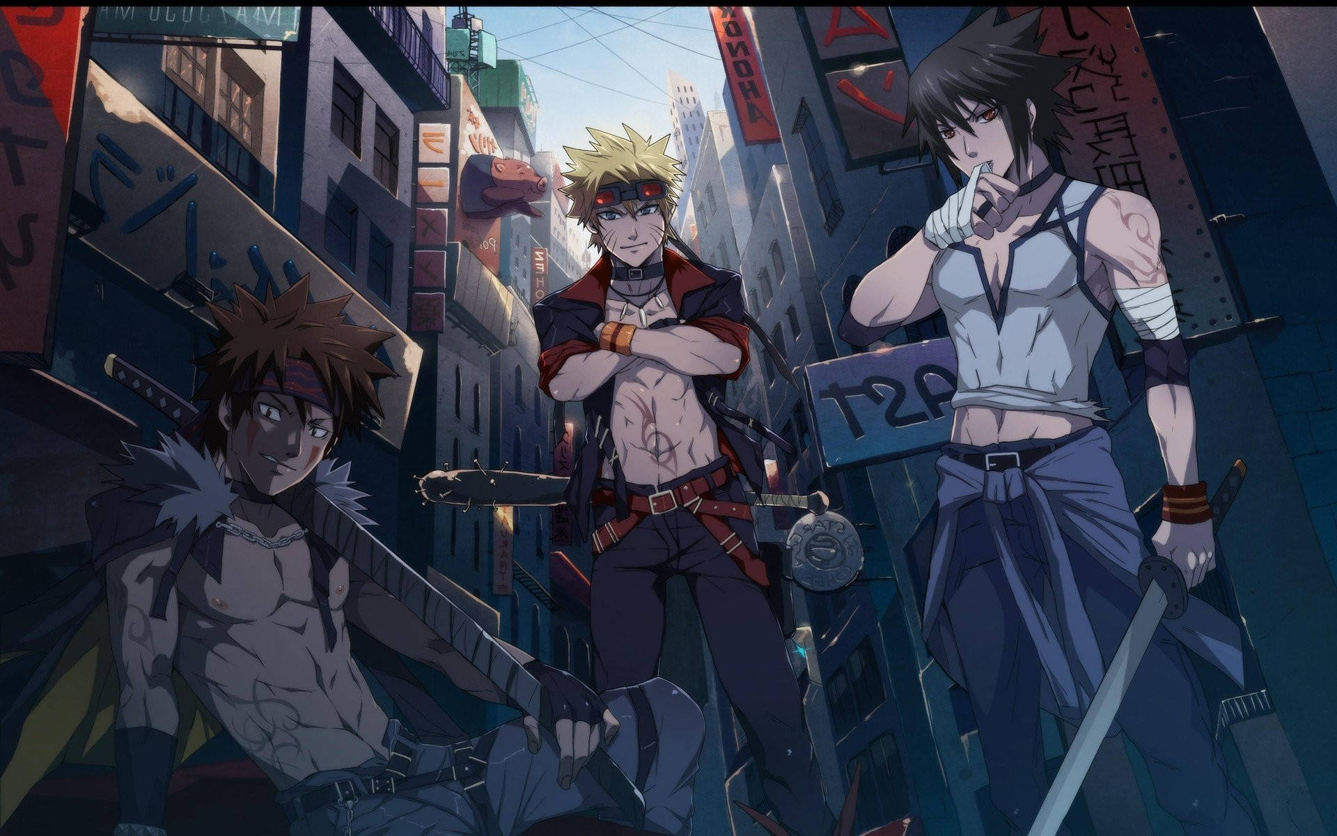 Kiba med Naruto og Sasuke Bakgrunner