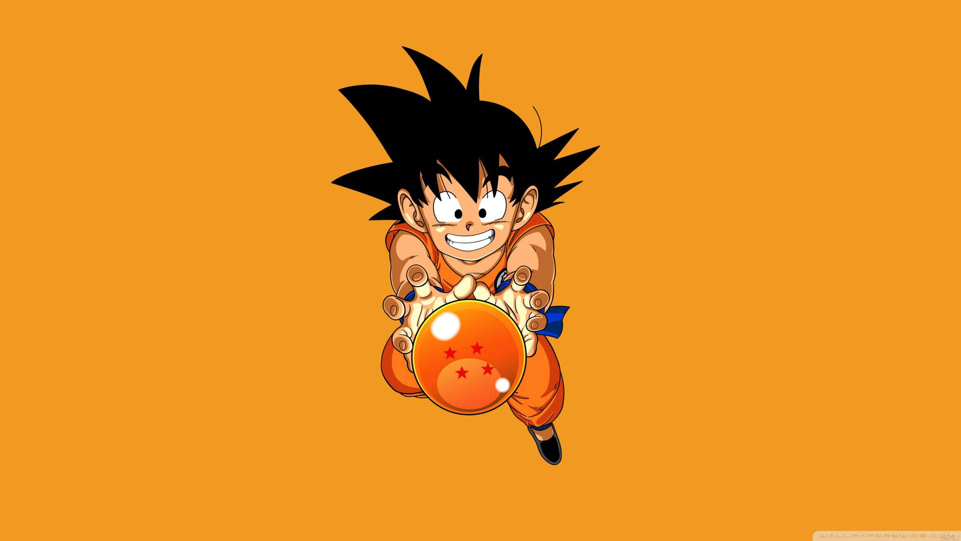 Bakgrunnsbilde av Kid Goku som holder den 4-stjerners dragekulen.