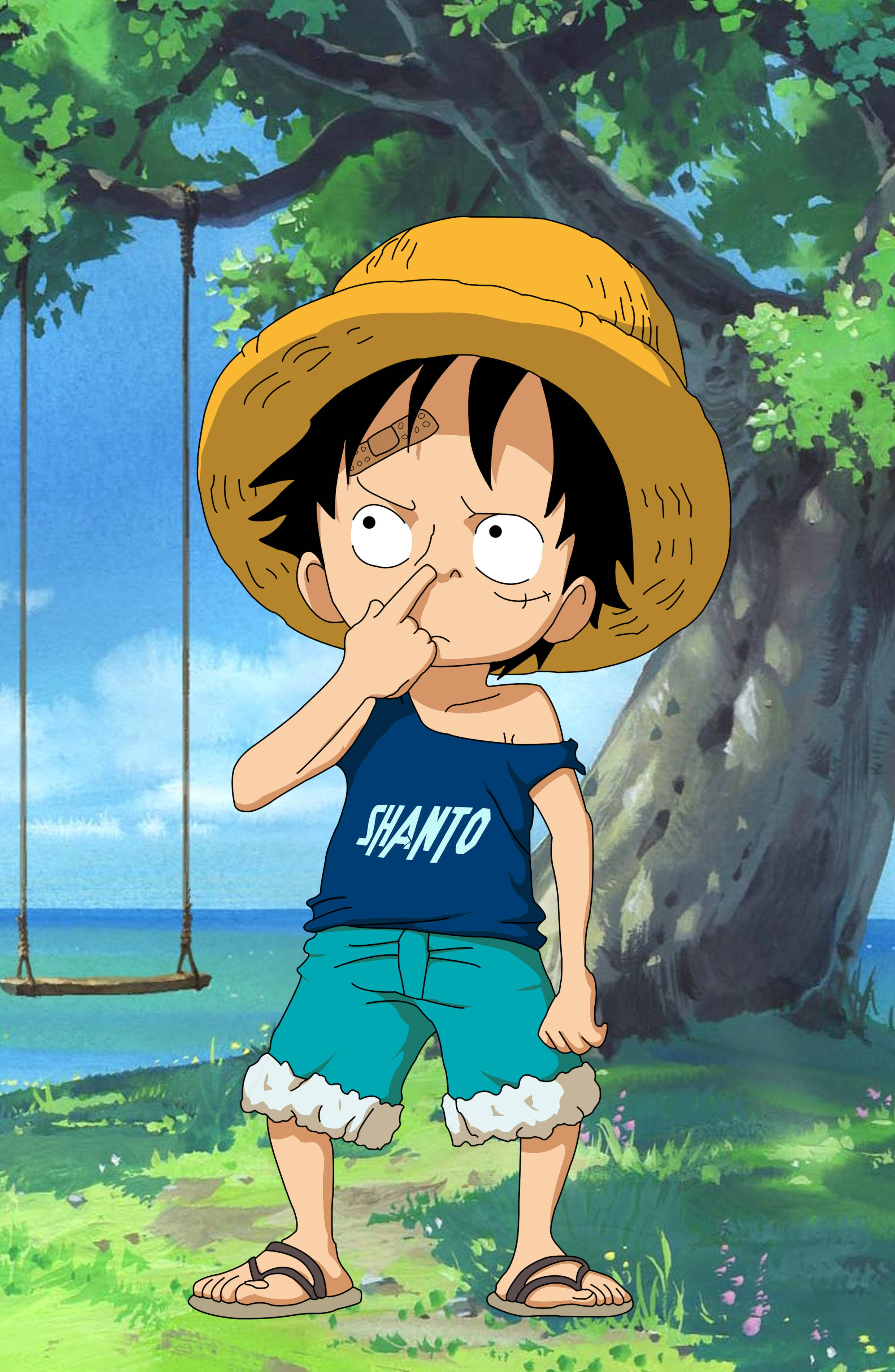 Kid Luffy PFP One Piece Morsom Fanart Bakgrunner
