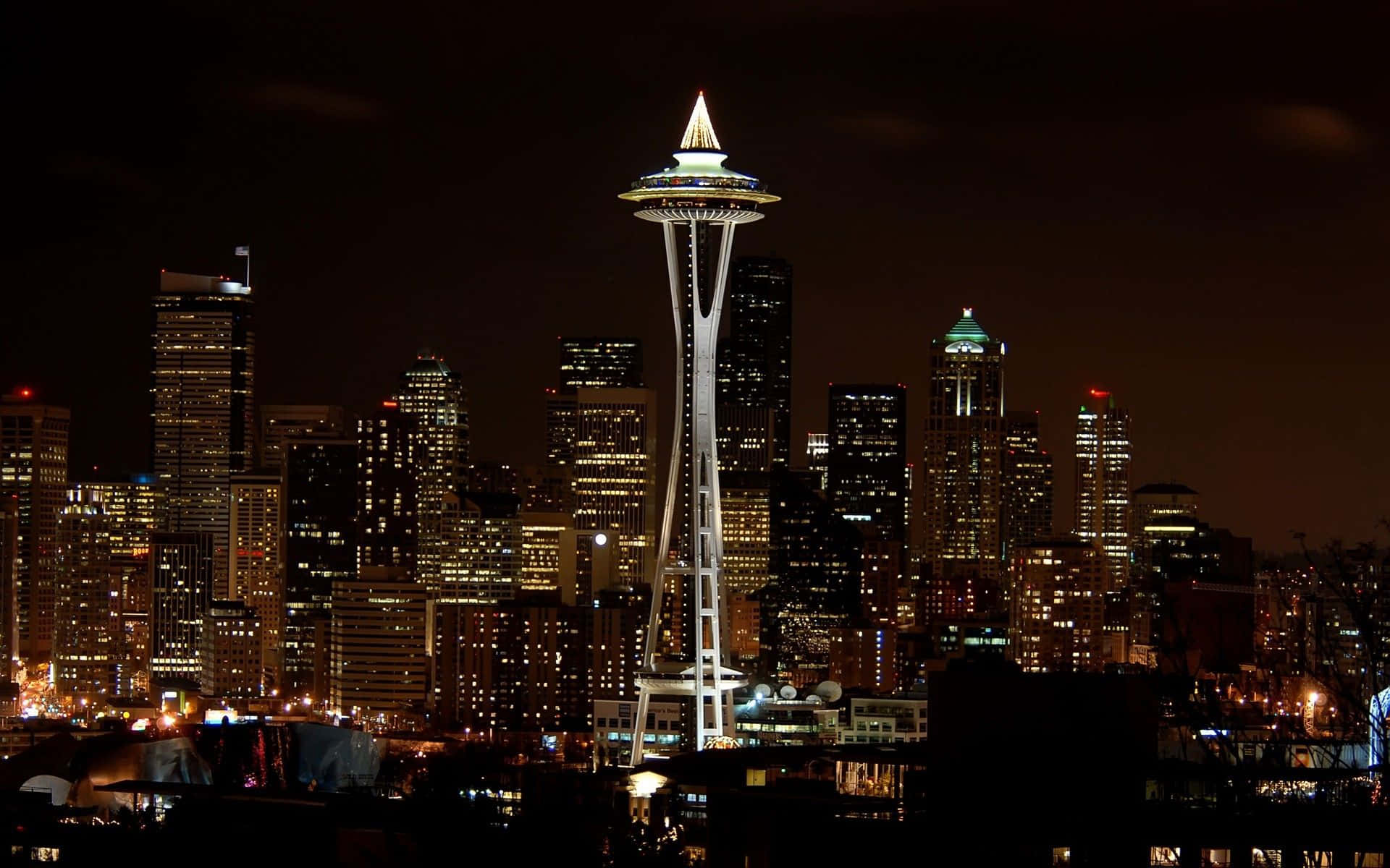 Kjølig Seattle bylys om natten Bakgrunner