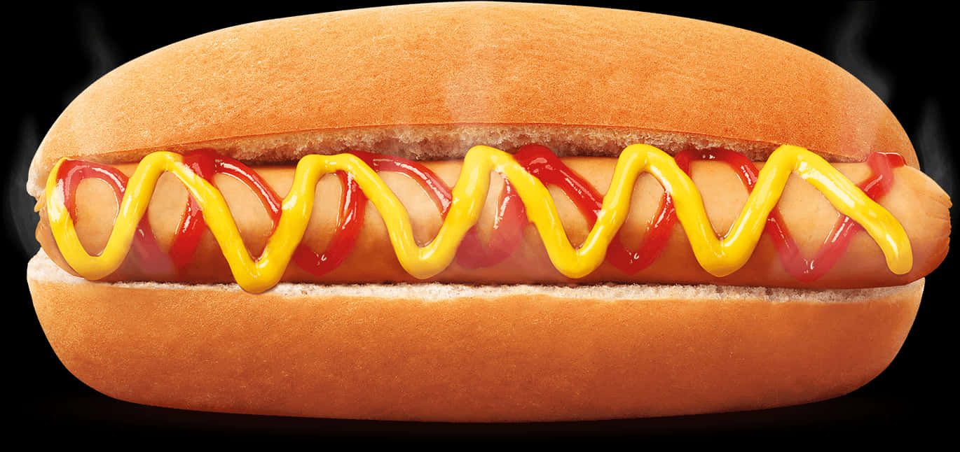 Klassisk pølse med sennep og ketchup Bakgrunner