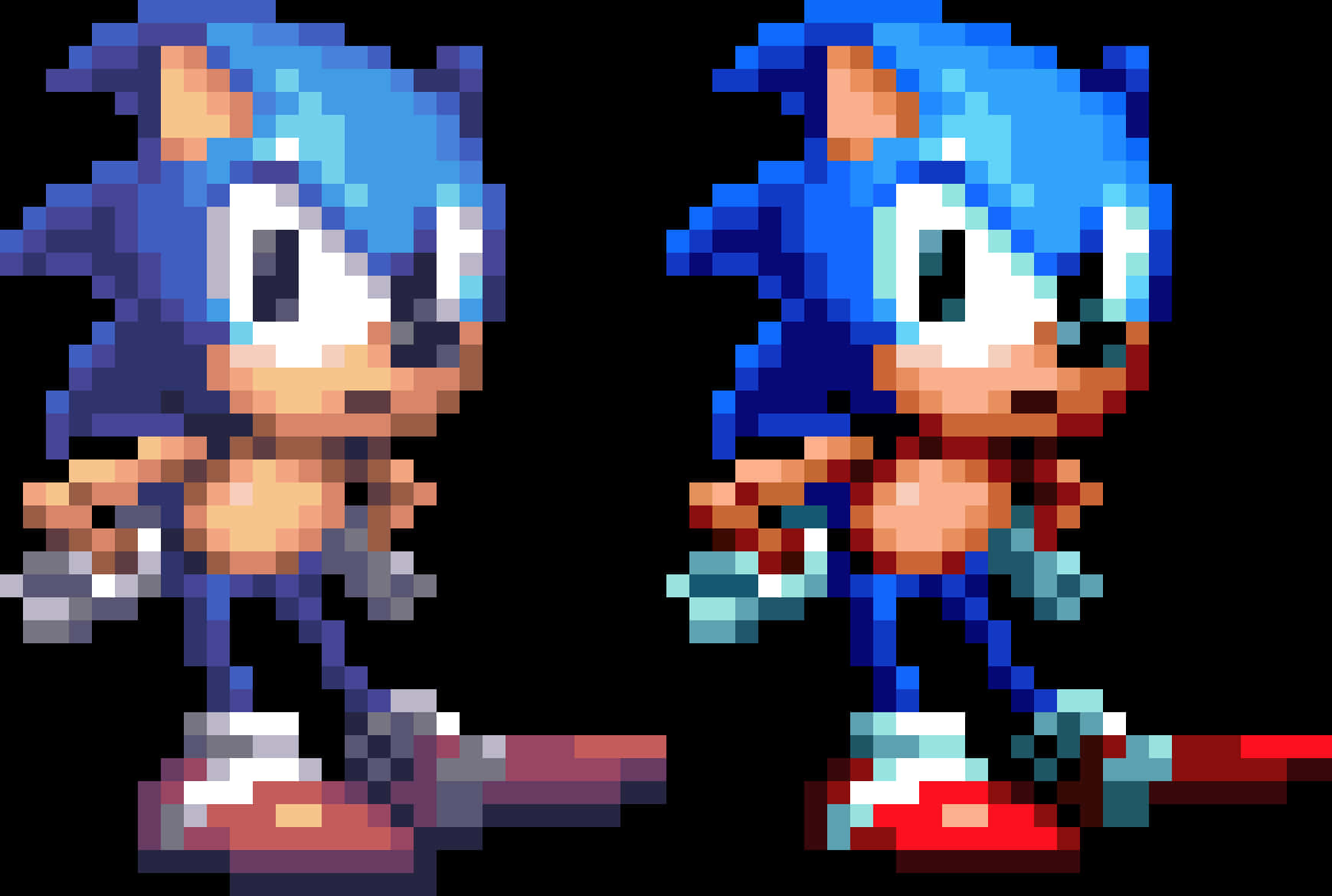 Klassisk vs Moderne Sonic Pixel Art Bakgrunner