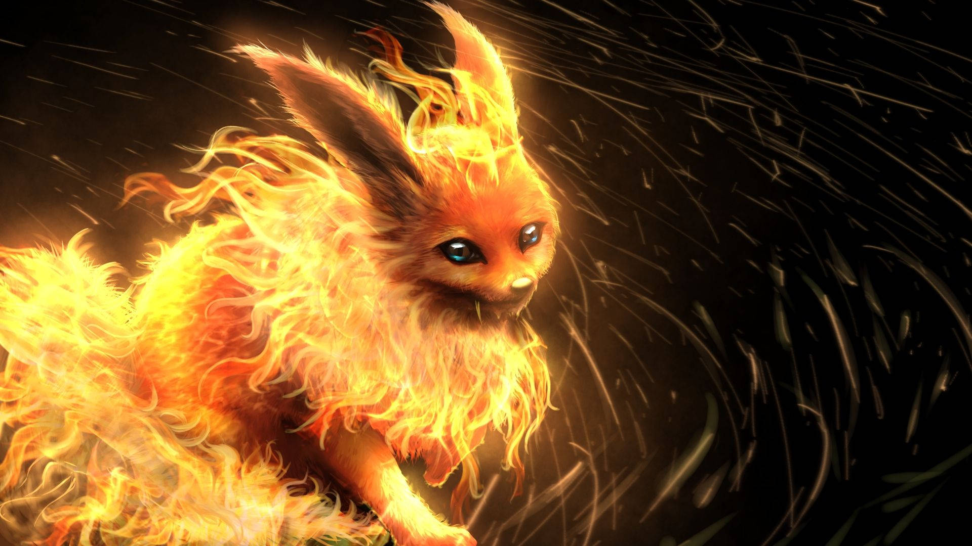 Kos deg i solen med Flareon, ild-Pokémonen. Bakgrunner