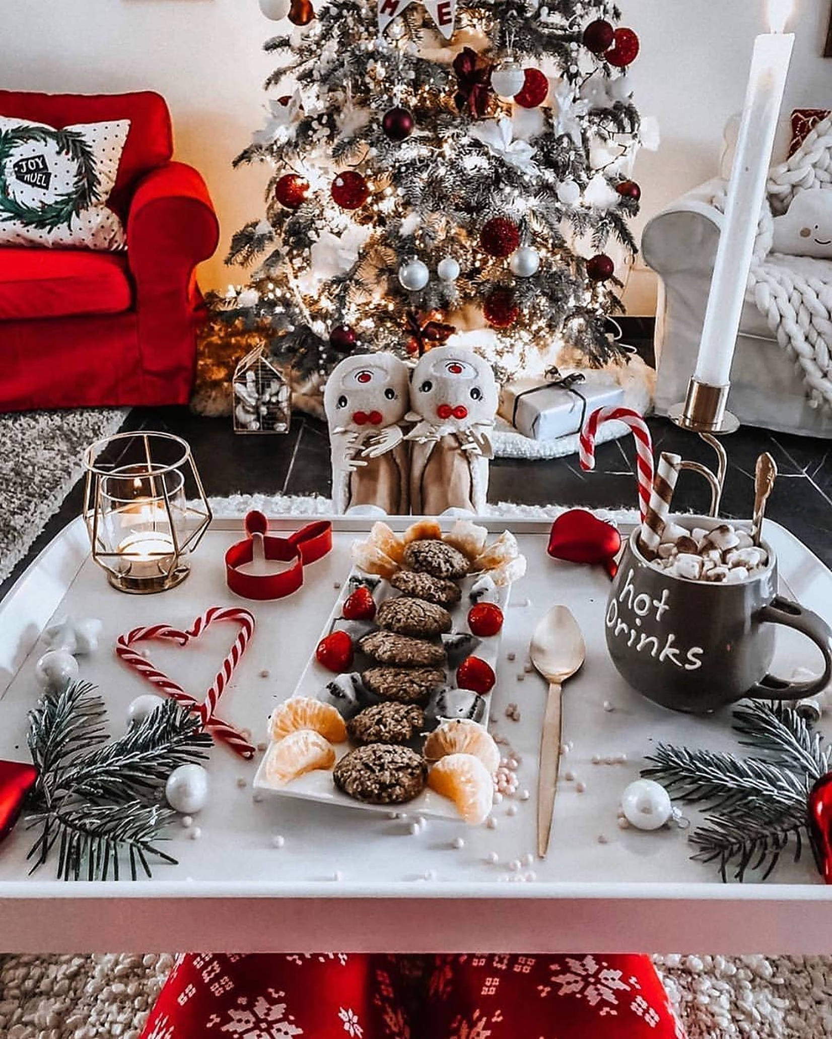 Koselig julestemning med frokost på sengen Bakgrunner