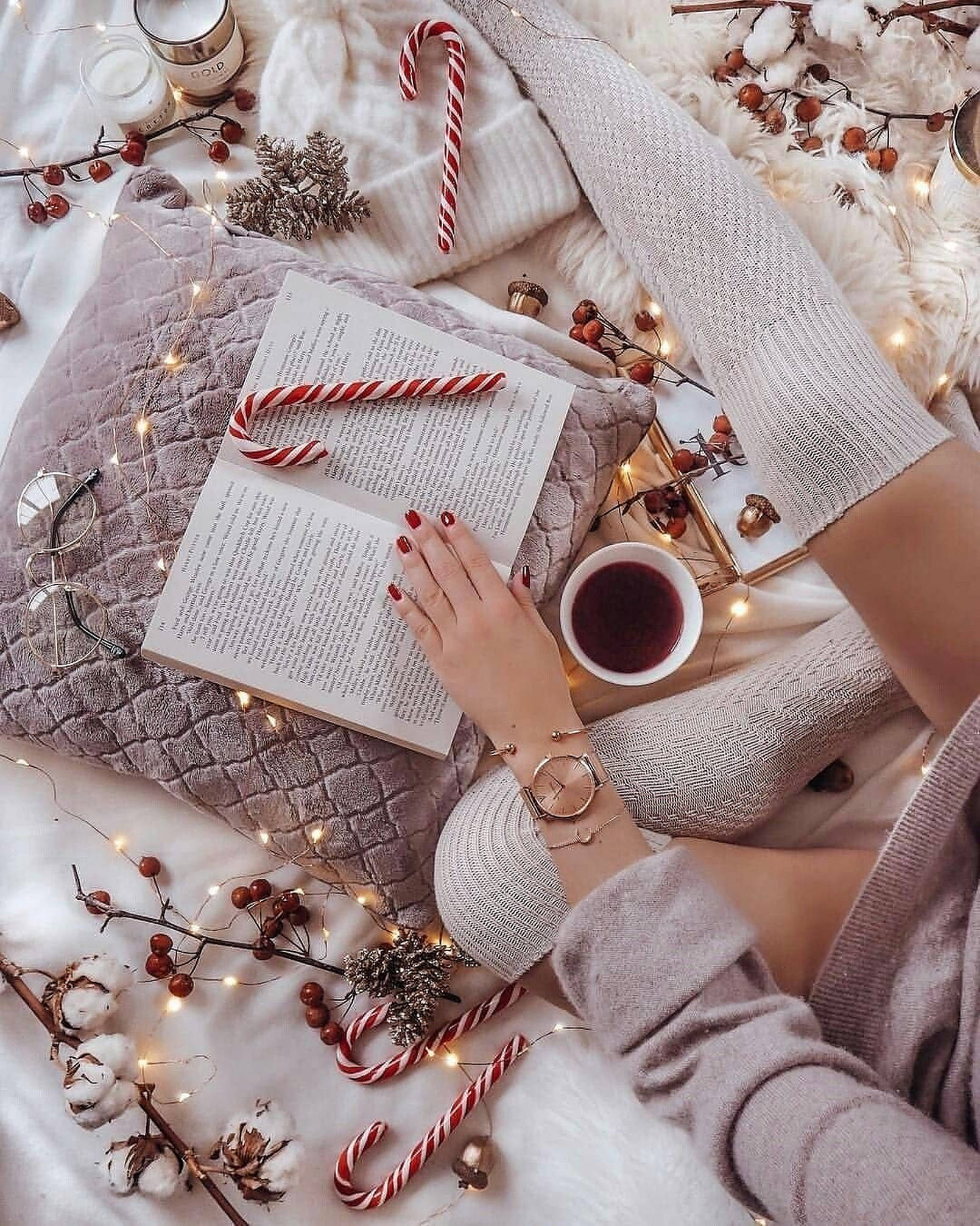 Koselig julestemning flat lay Bakgrunner