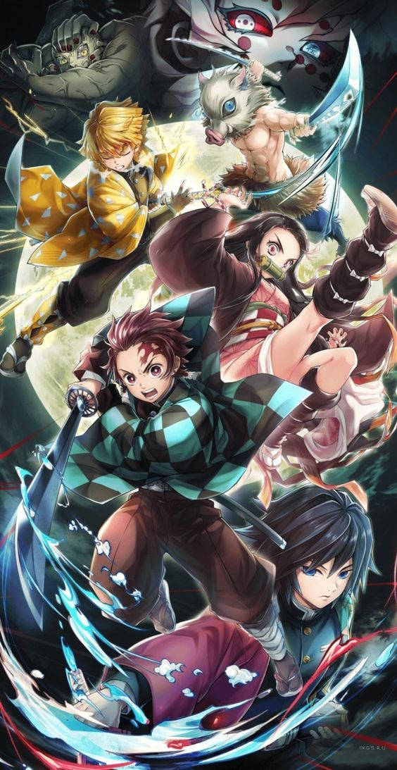 Kraftig Demon Slayer iPhone-bakgrunn Bakgrunner