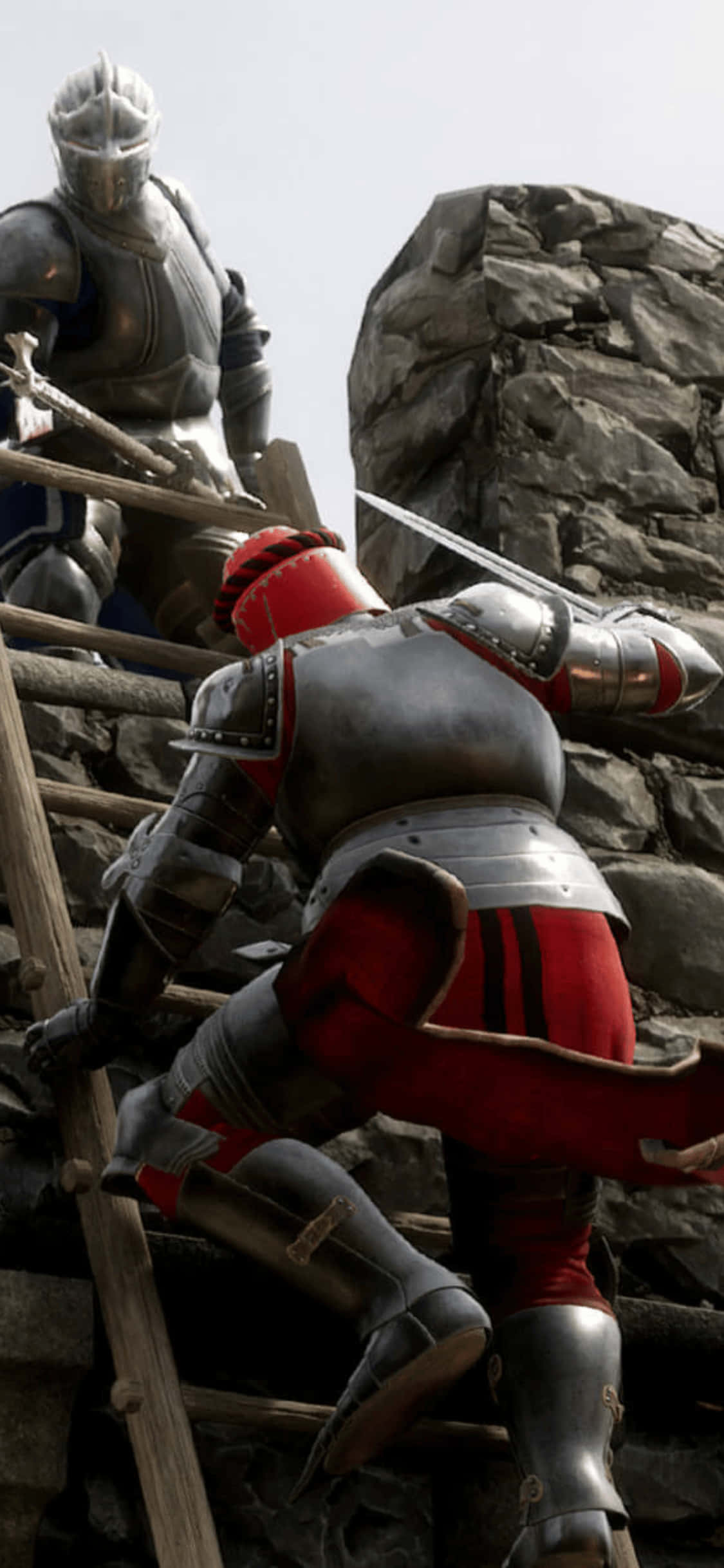 Kriger Klatrer Opp Muren iPhone Xs Mordhau Bakgrunn Bakgrunner
