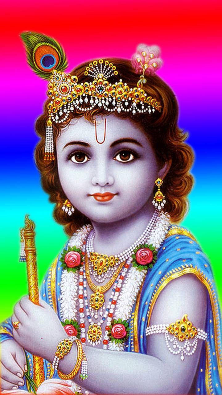 Krishna-telefon Baby Krishna Regnbue-estetikk Bakgrunner