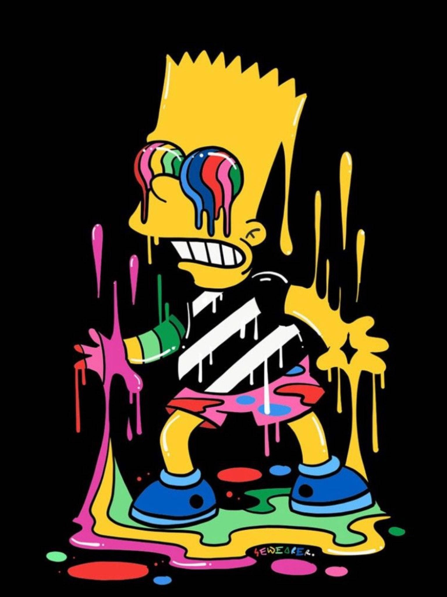Kul Bart Simpson med abstrakt maling Bakgrunner