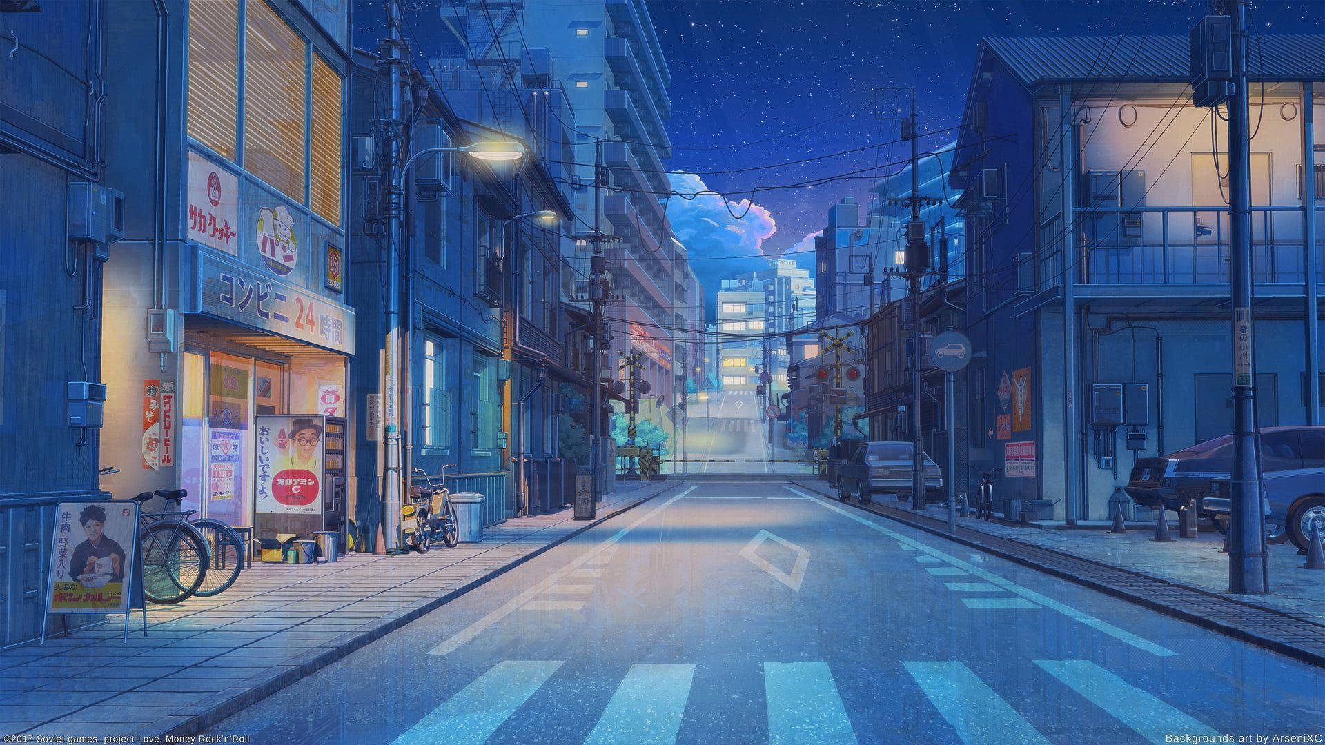 Kul estetisk japansk animeby Bakgrunner