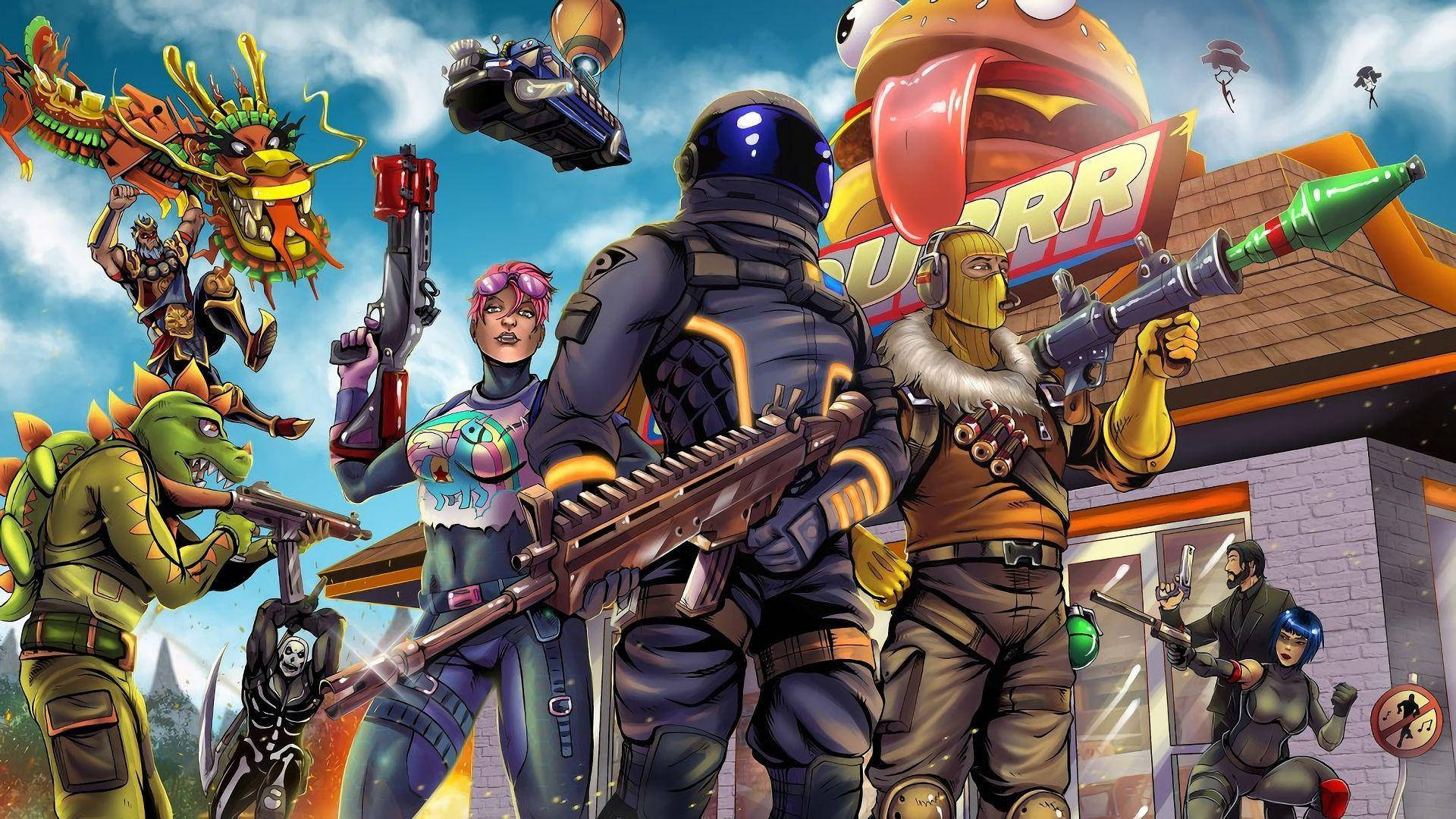 Kul Fortnite tegneseriebakgrunn Bakgrunner