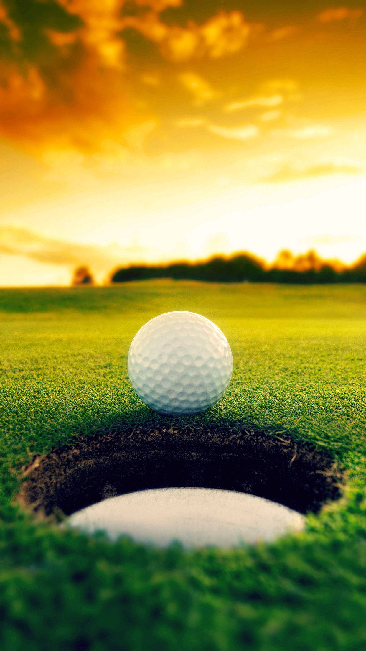 Kul golfball ved siden av målet Bakgrunner