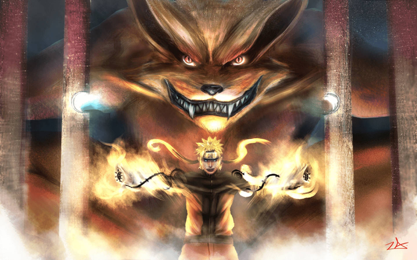 Kul Naruto med brennende Kurama — Kult naruto GIF Bakgrunner