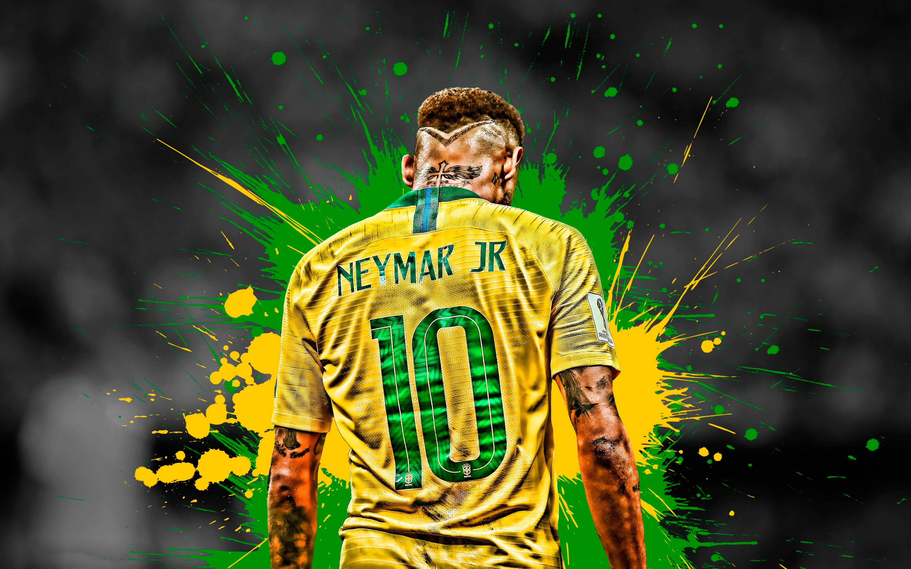 Kul Neymar Jr grønn gul splash Bakgrunner