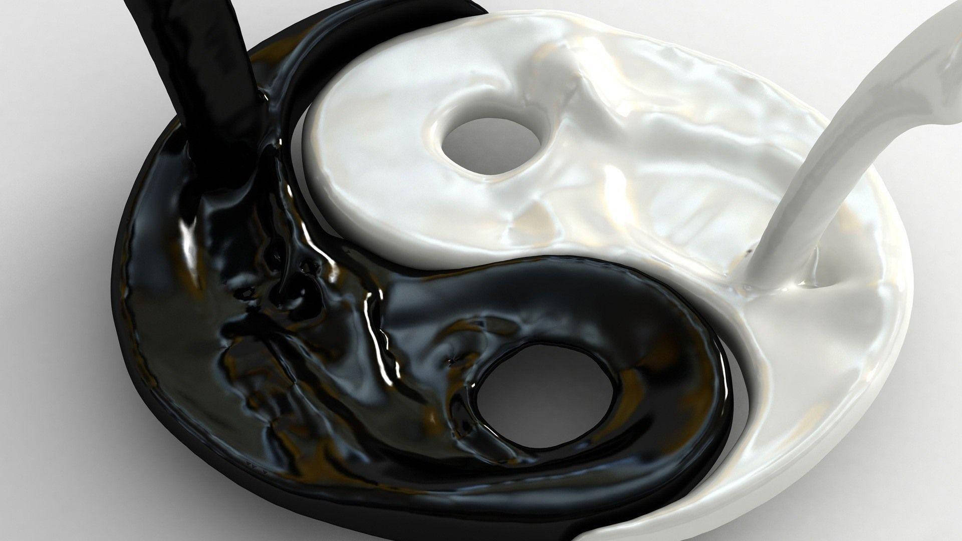 Kul svart-hvitt Yin Yang Bakgrunner