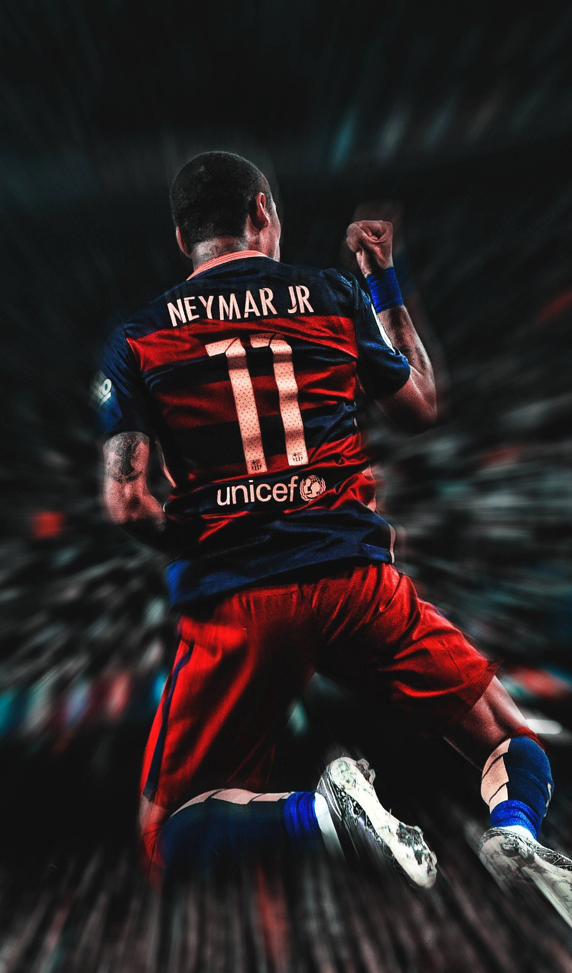 Kult aksjonsbilde av Neymar Jr. i hopp Bakgrunner