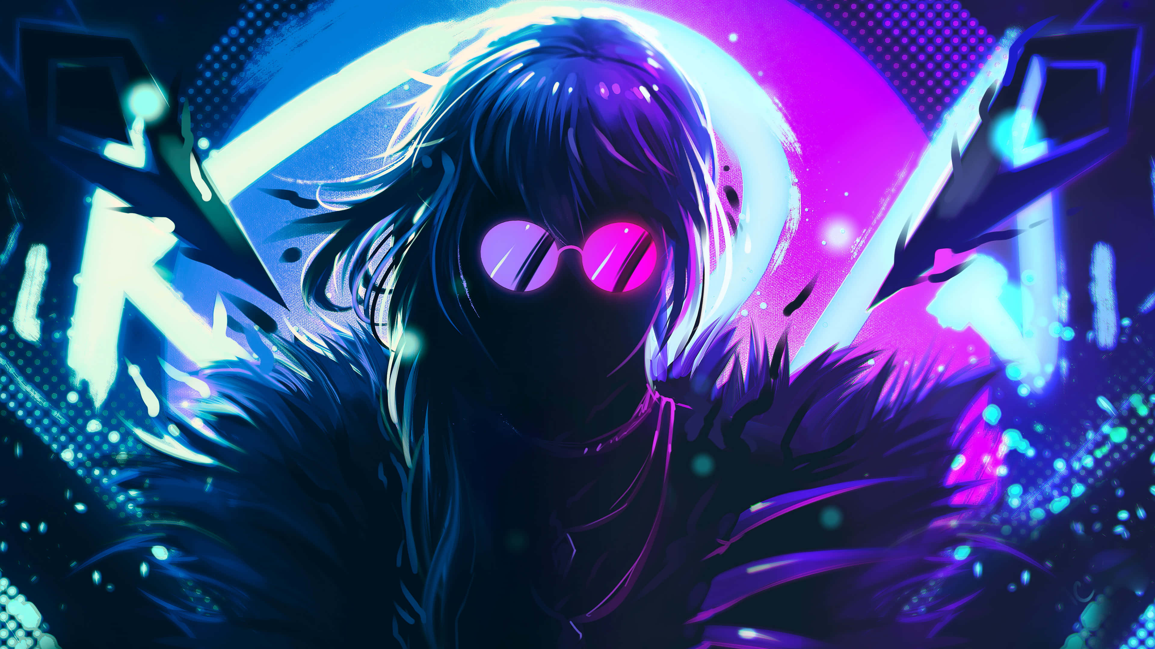 Kult neonblått og lilla bilde av Evelynn fra League of Legends Bakgrunner