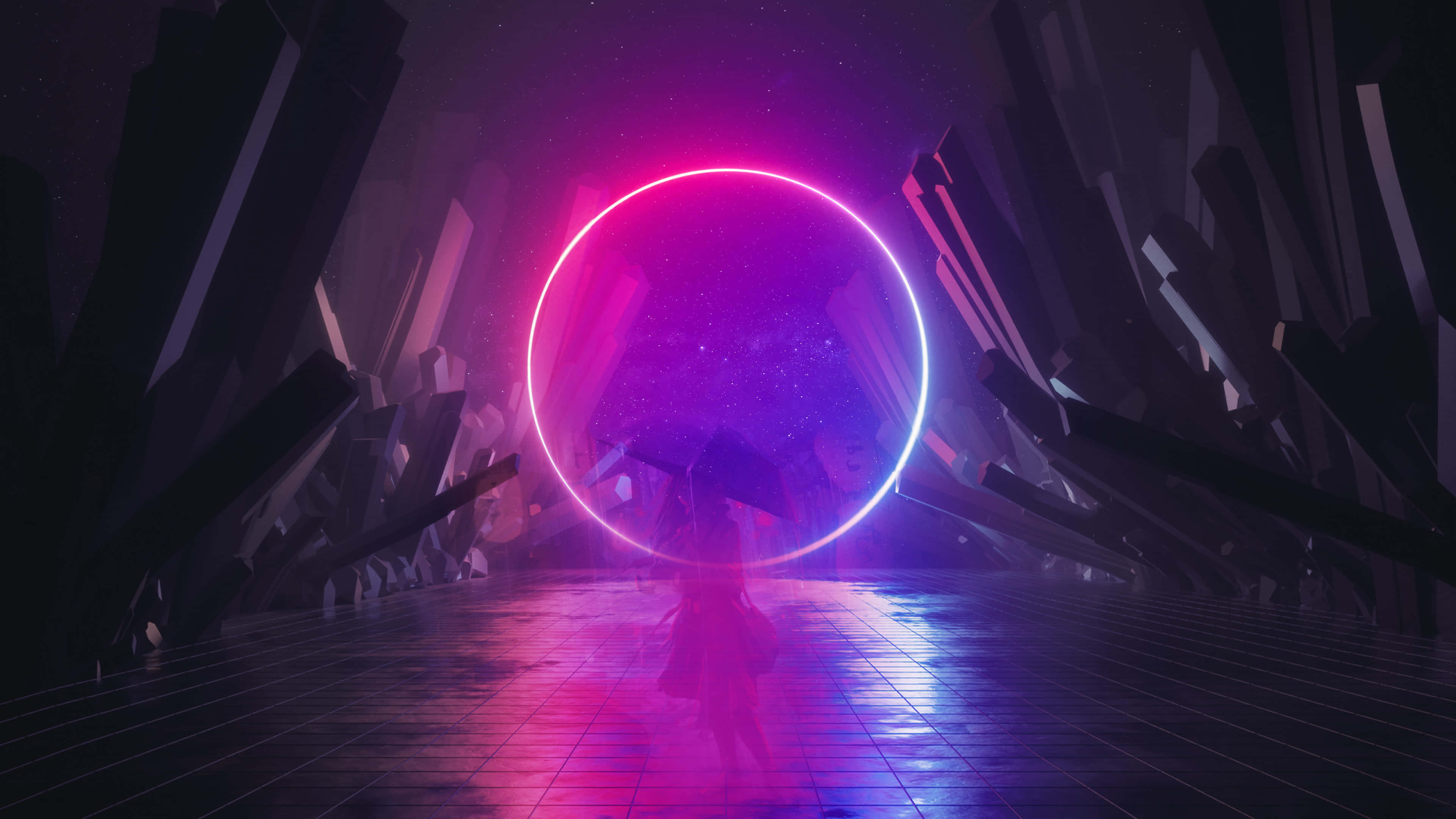 Kult neonlys i lilla i tunnelbilde Bakgrunner