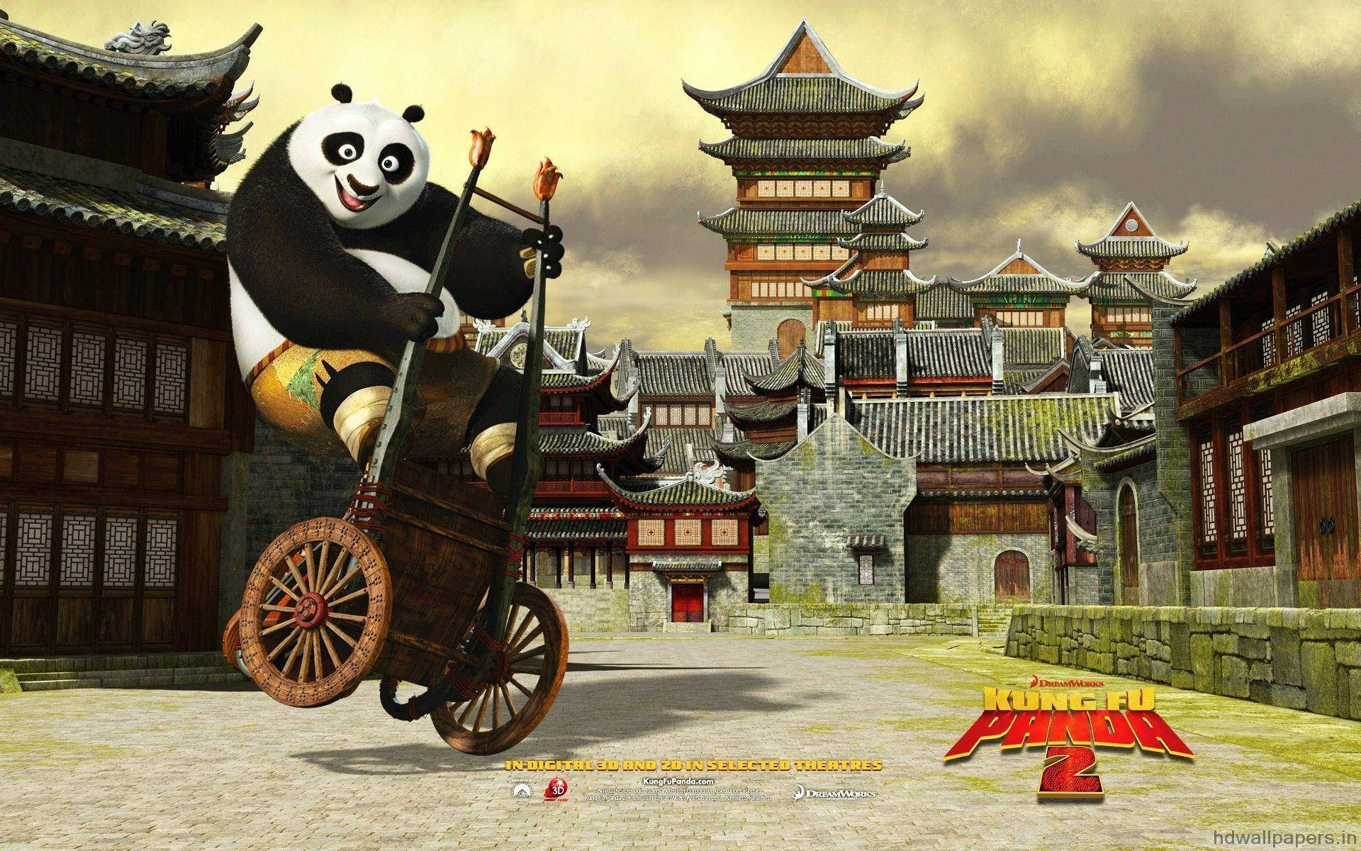 Kung Fu Panda sklir rundt på trillebår Bakgrunner