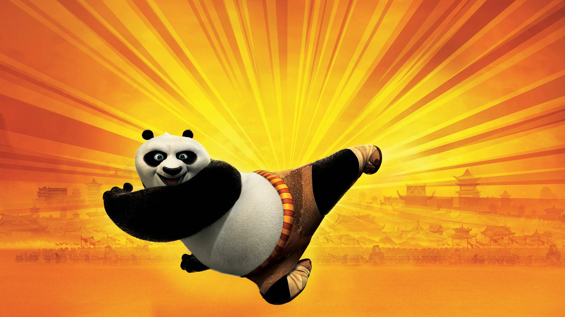 Kung Fu Panda som leverer et kraftig spark Bakgrunner