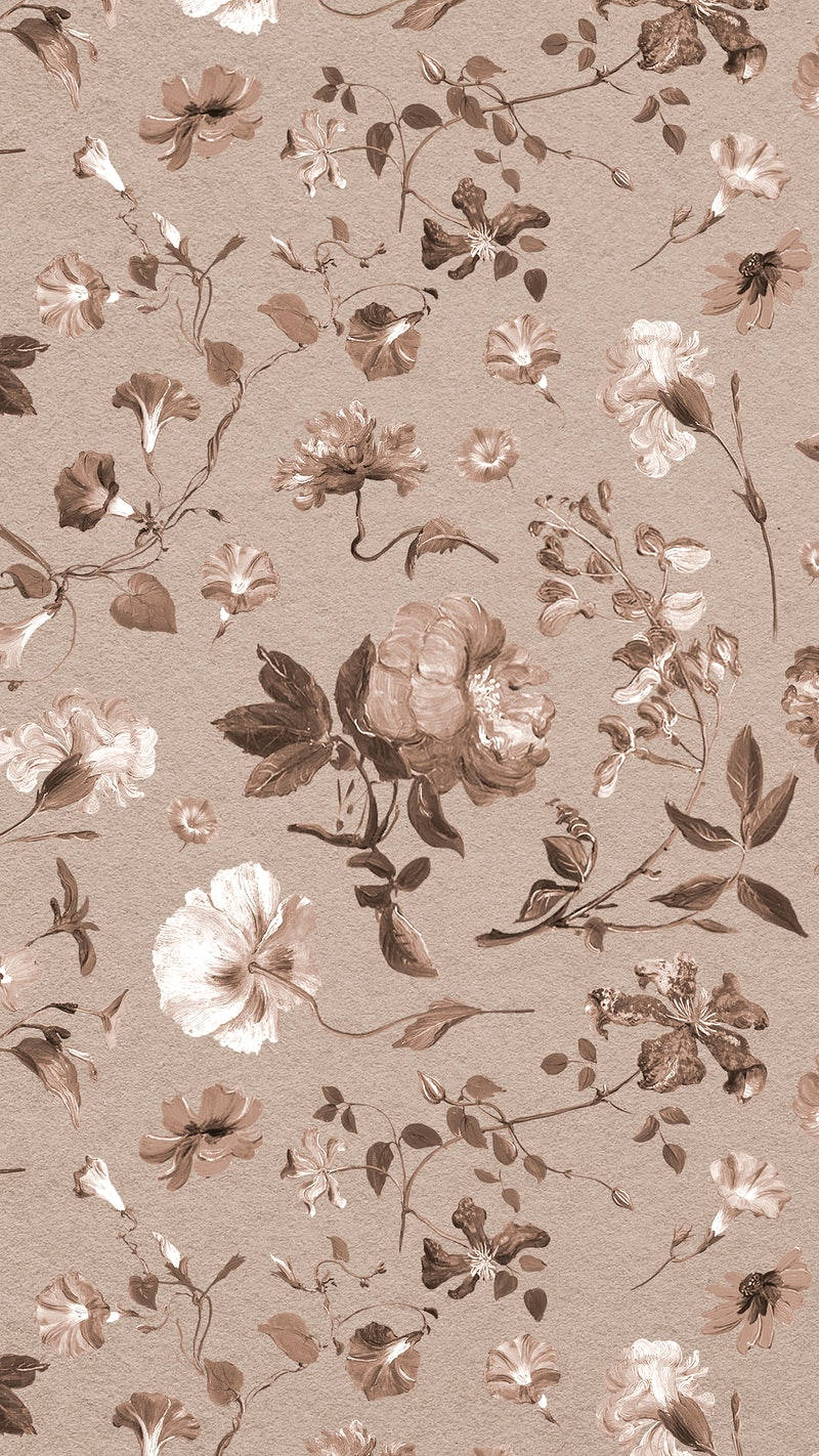 Kunstnerisk blanding av nøytrale toner med blomstertema på iPhone-bakgrunn Bakgrunner
