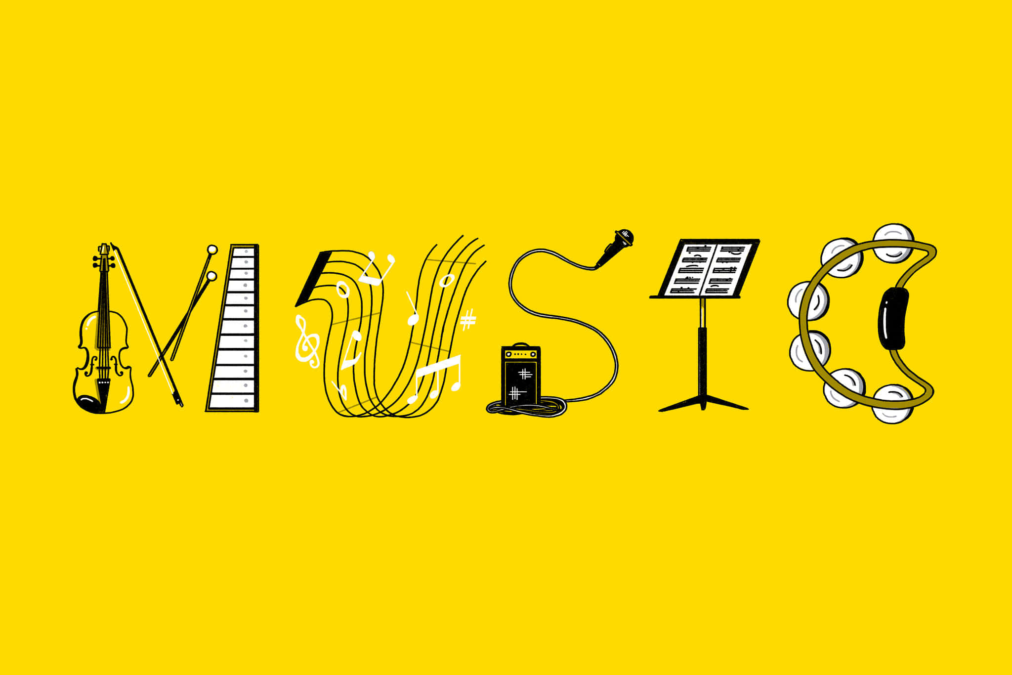 Kunstnerisk gult musikkbilde Bakgrunner