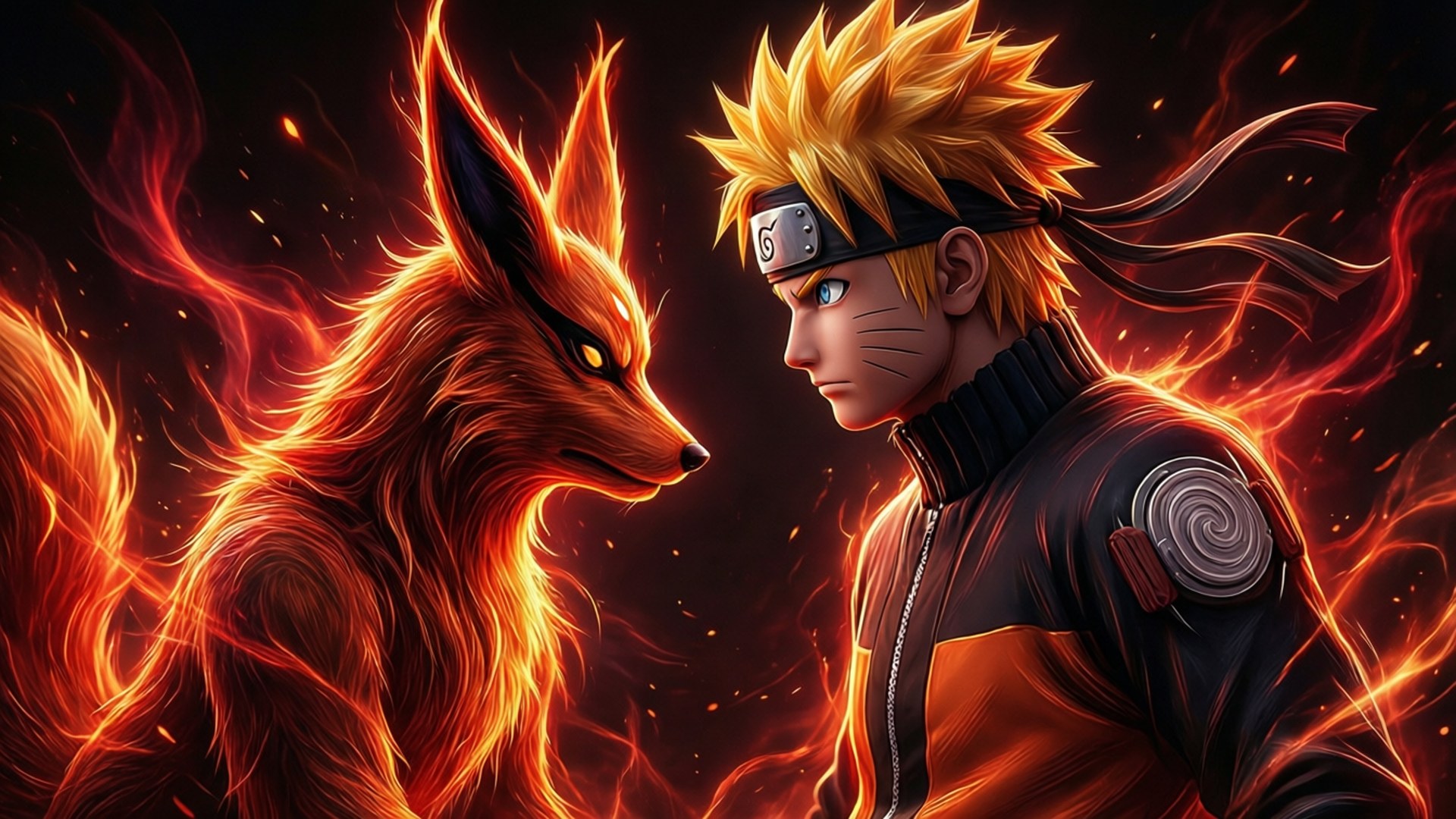Kurama og Naruto Silhouett Bakgrunner