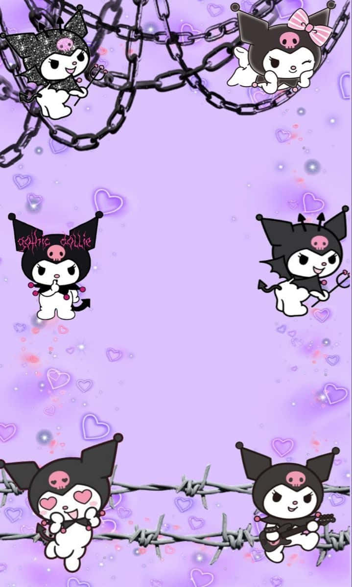 Kuromi iPhone Lilla Estetiske Kjeder Bakgrunner