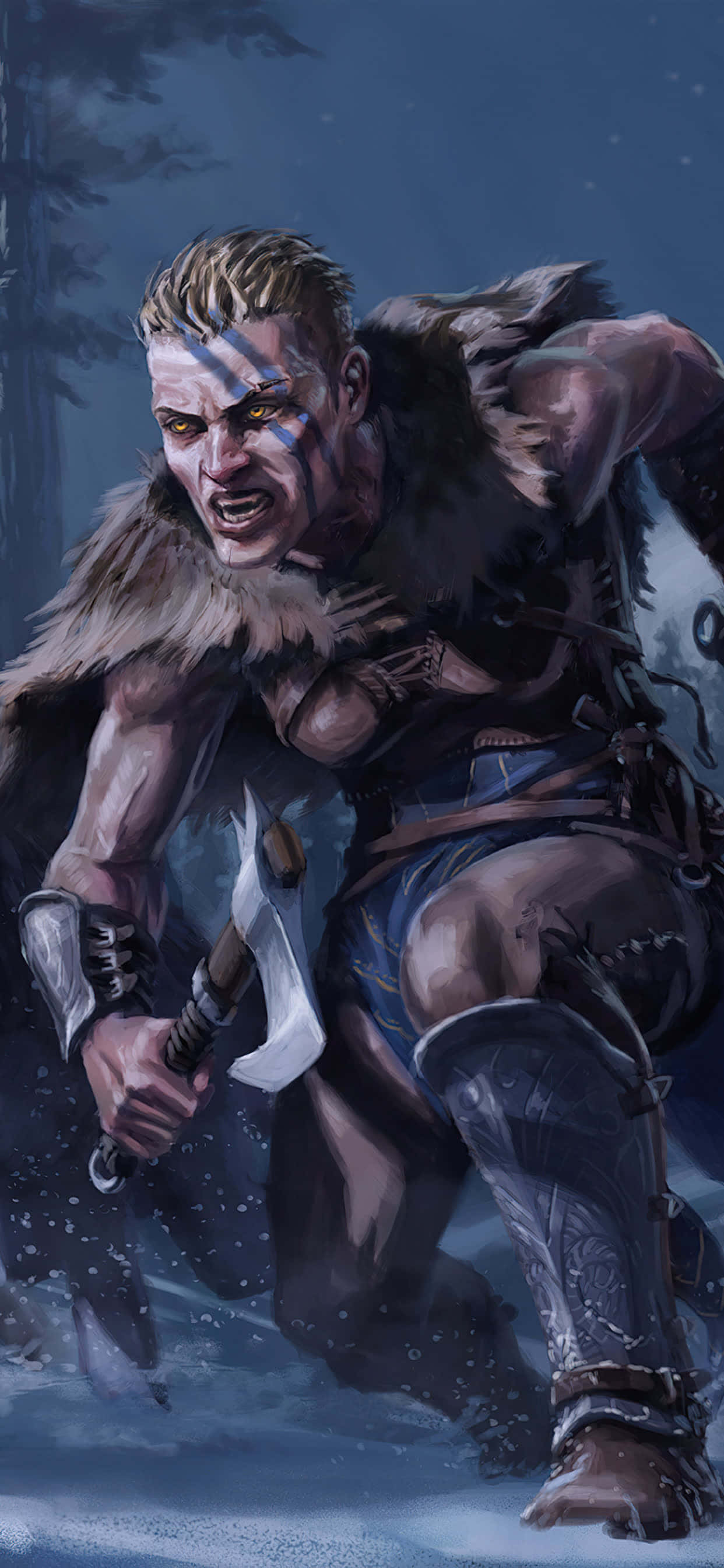 Kvinnelig Viking iPhone Xs Max Assassin's Creed Valhalla Bakgrunn Bakgrunner