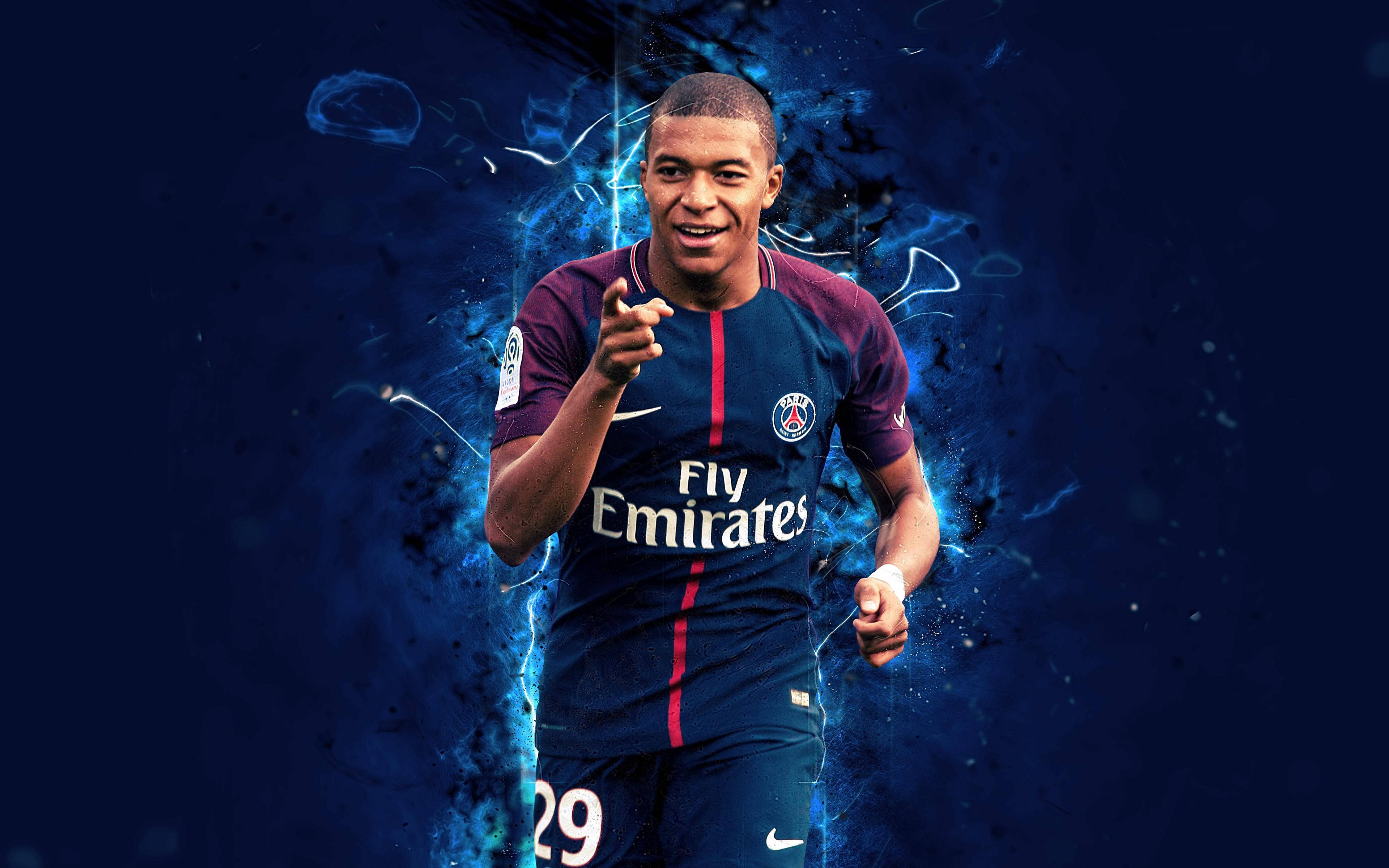 Kylian Mbappe 4K Blå Estetikk Bakgrunner