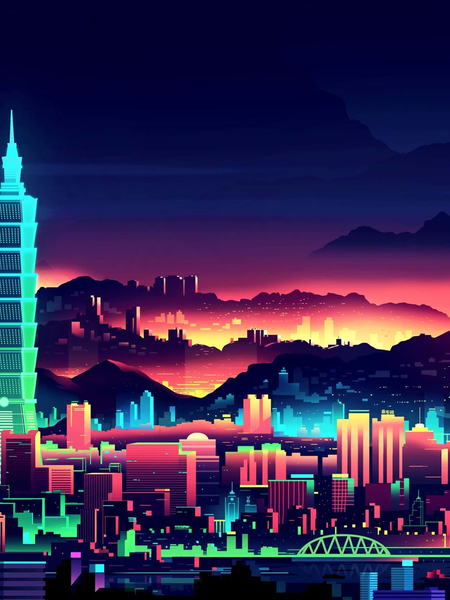 La deg fascinere av de blendende lysene i Neon City Bakgrunner