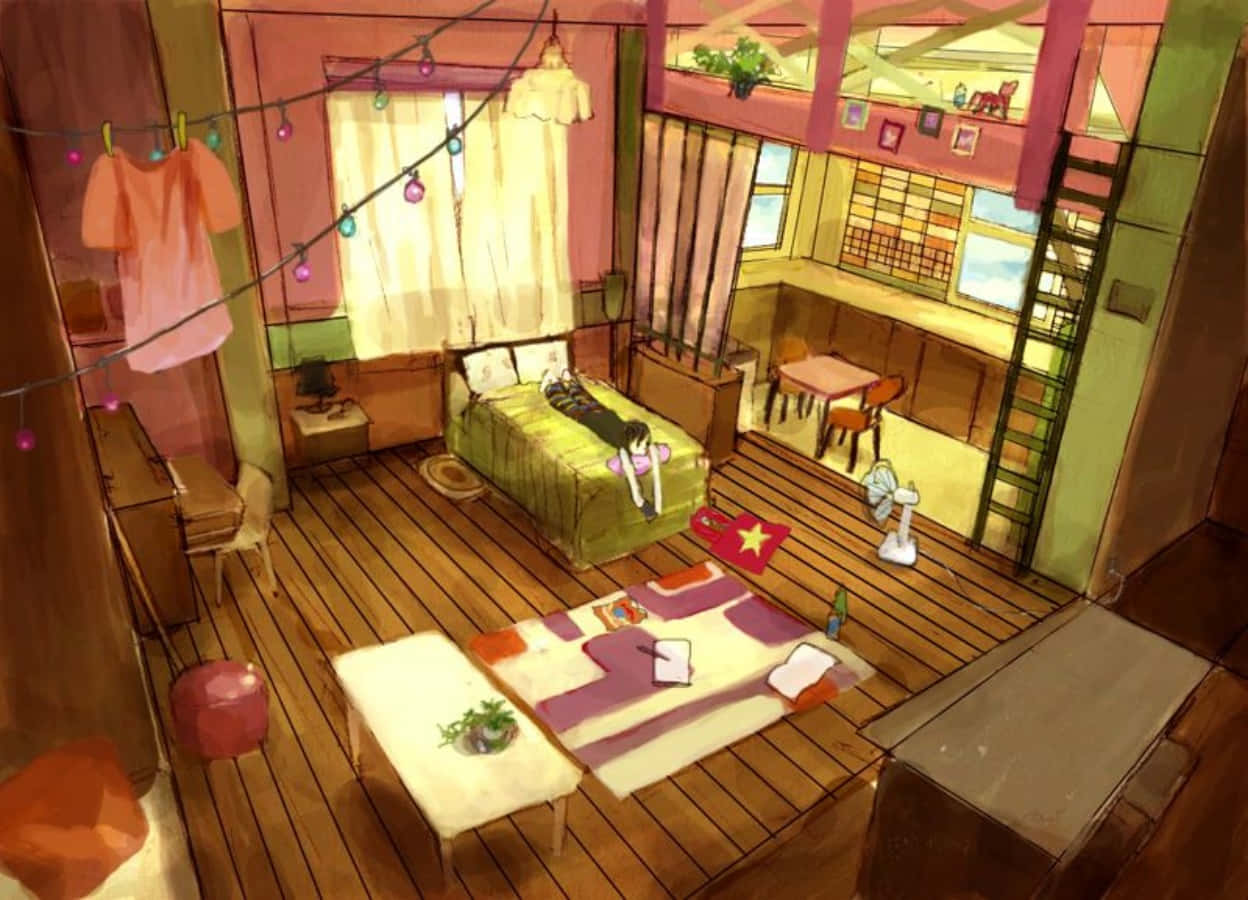 La fantasien ta av i dette perfekte anime-rommet Bakgrunner