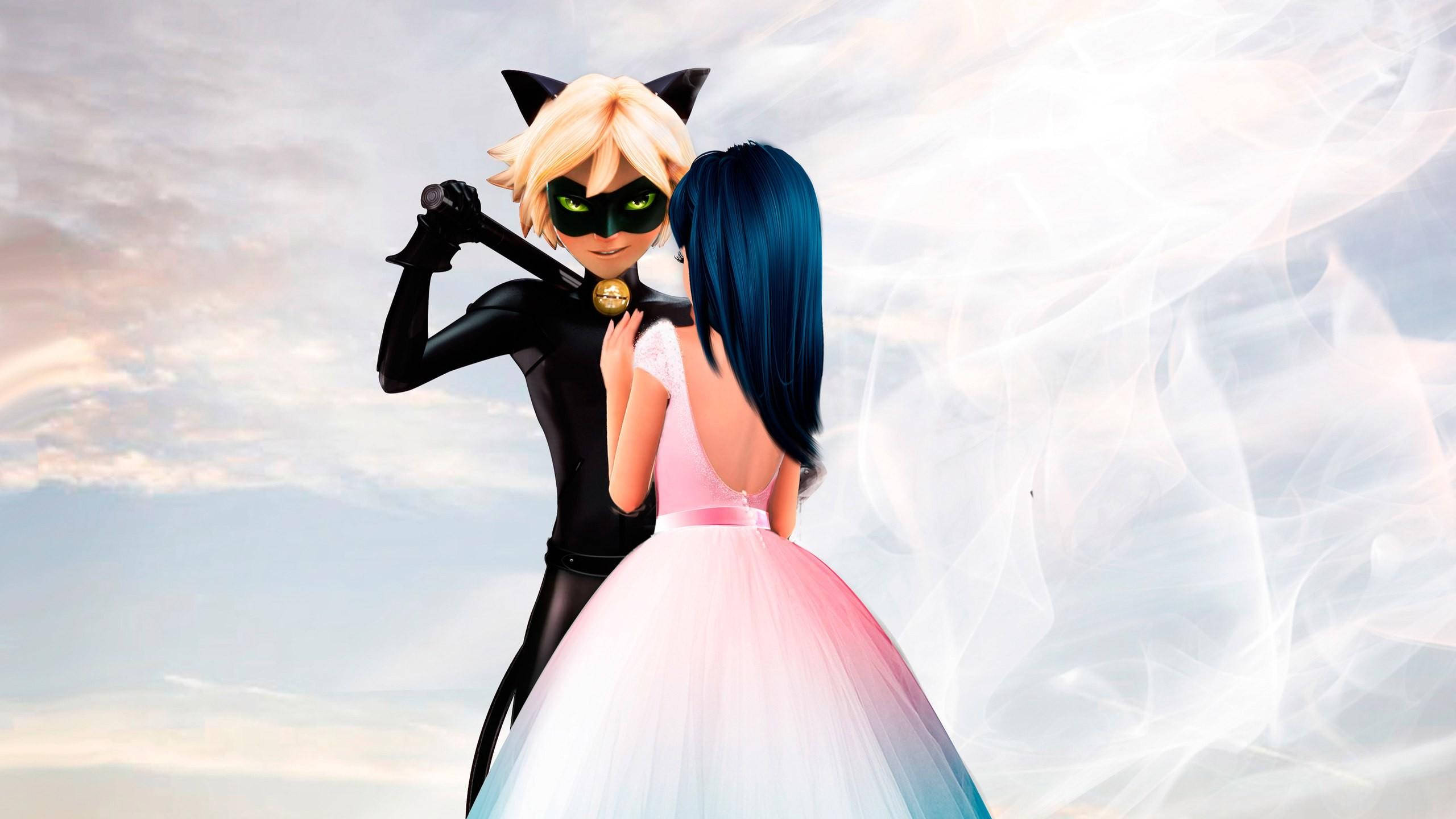 Ladybug og Cat Noir kysser i brudekjole Bakgrunner