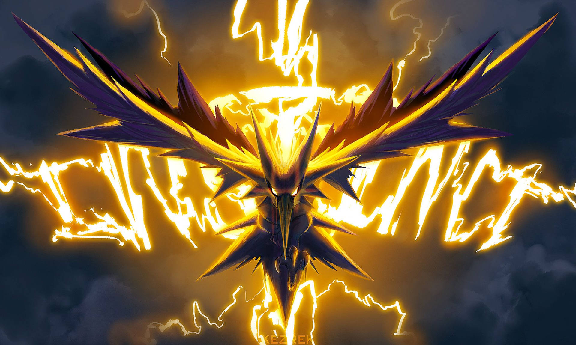 Tordenfugl-Pokémon utviklet seg flygende i himmelen.