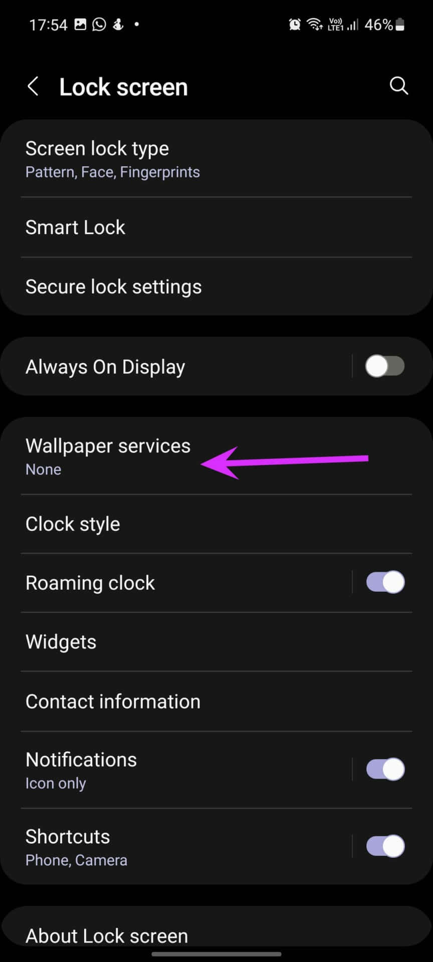 låseskjerminnstillinger på Samsung Galaxy S10e Bakgrunner