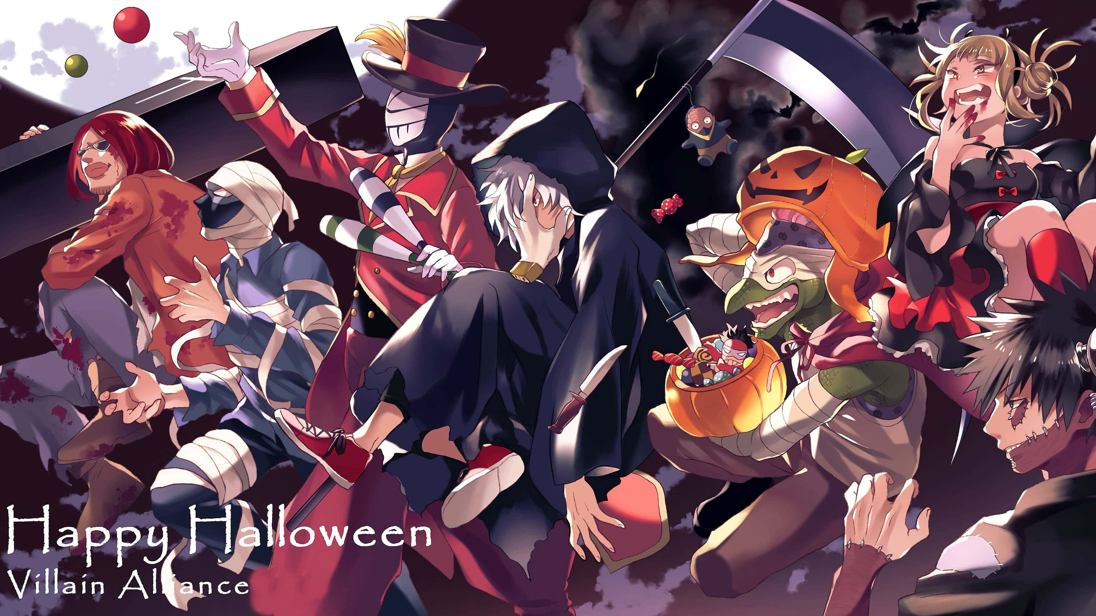 League Of Villains My Hero Academia Halloween Hilsen Bakgrunner