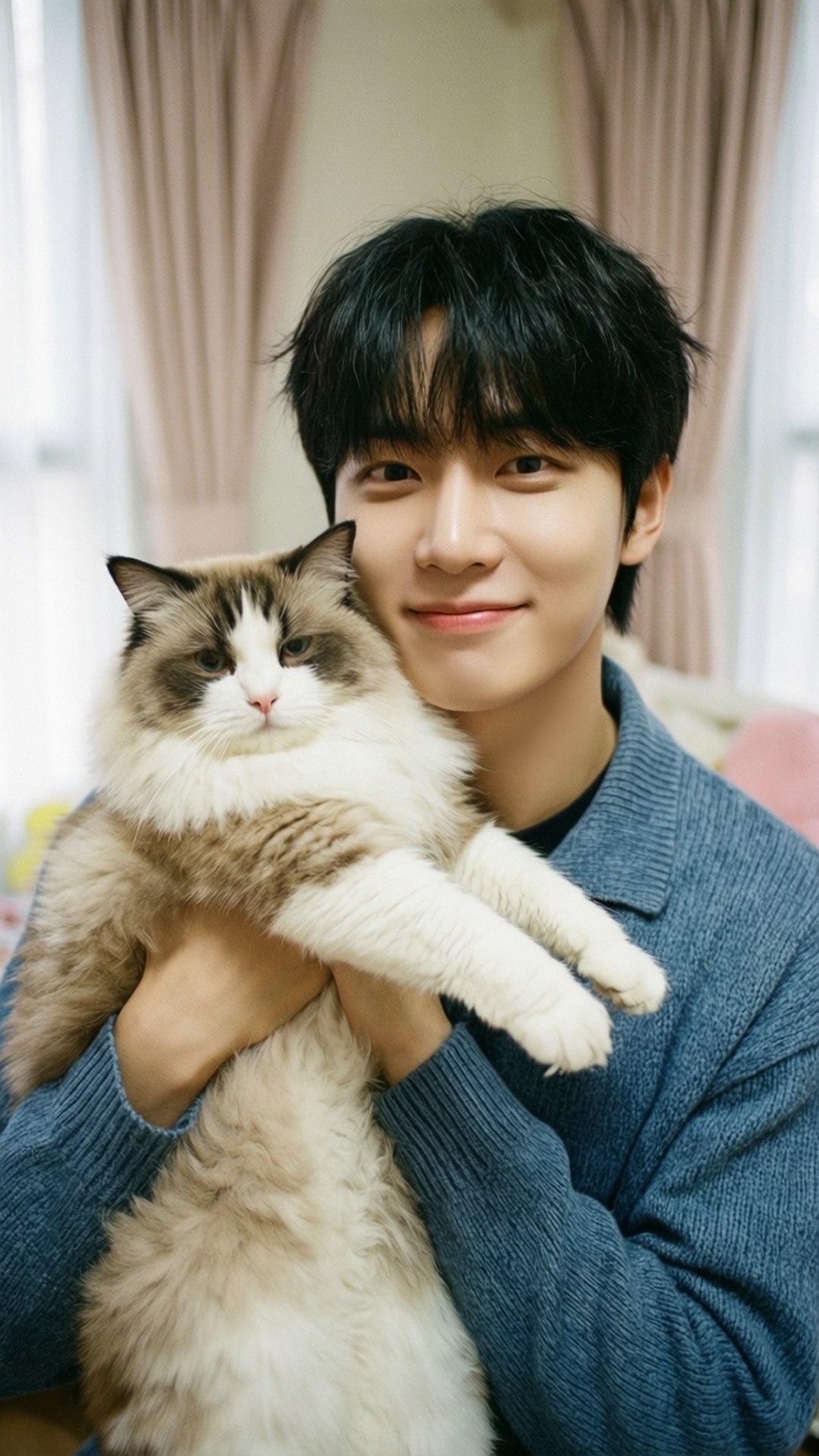 Lee Know fra Stray Kids koser med en katt, søtt øyeblikk