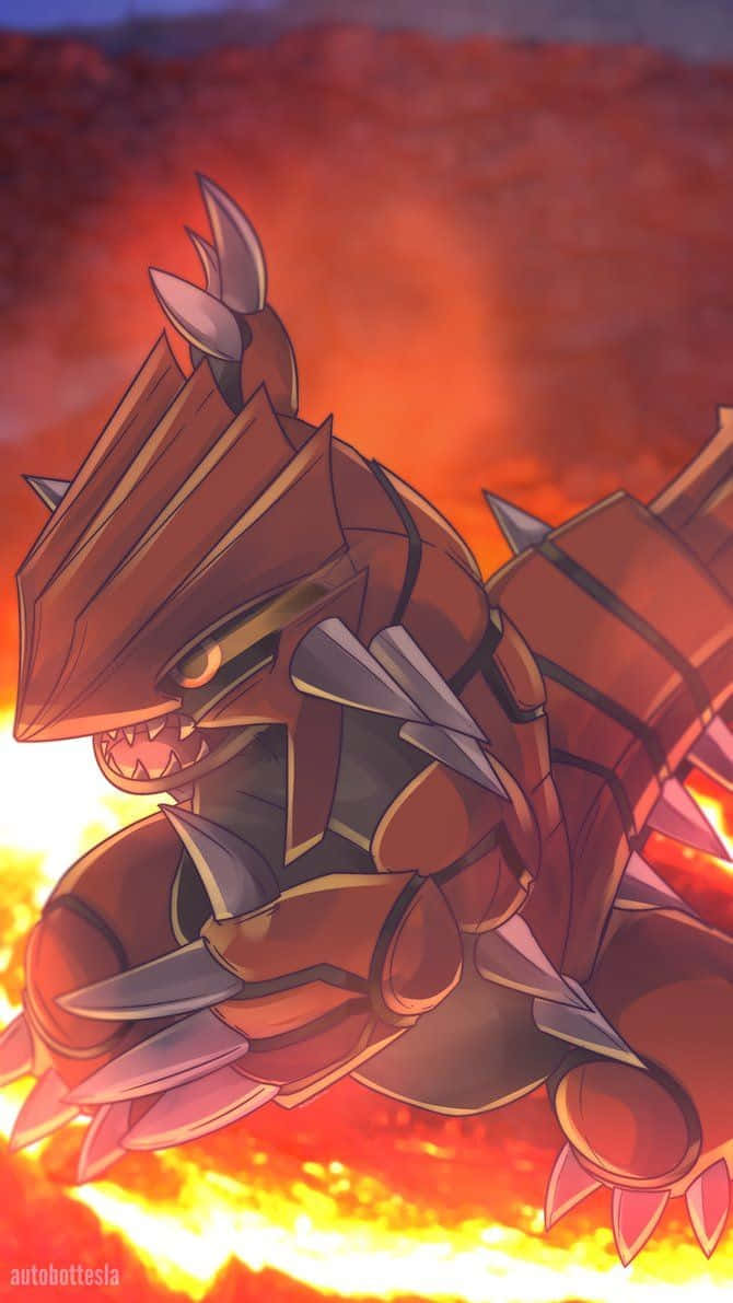 Legendarisk Groudon omkranset av ild Bakgrunner
