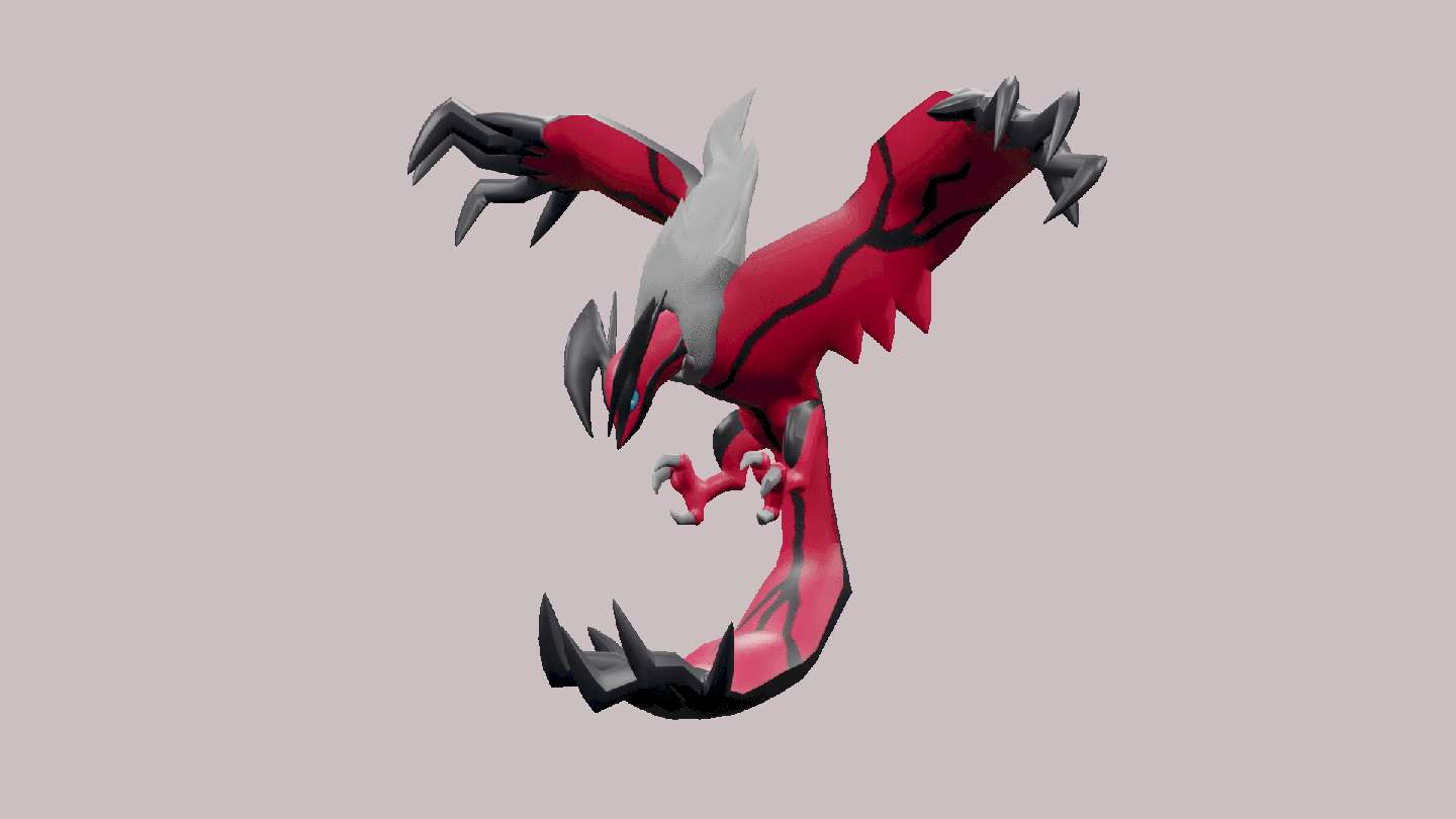 Legendarisk Pokemon Yveltal på hvit bakgrunn Bakgrunner