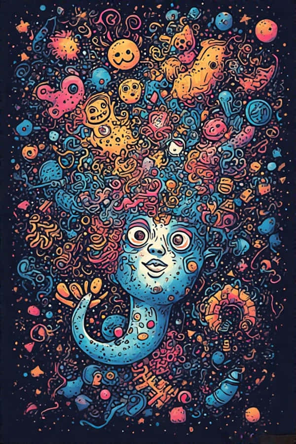 Leken Doodle Kunst Bakgrunnsbilde Sær Kreativitet i 8K Bakgrunner