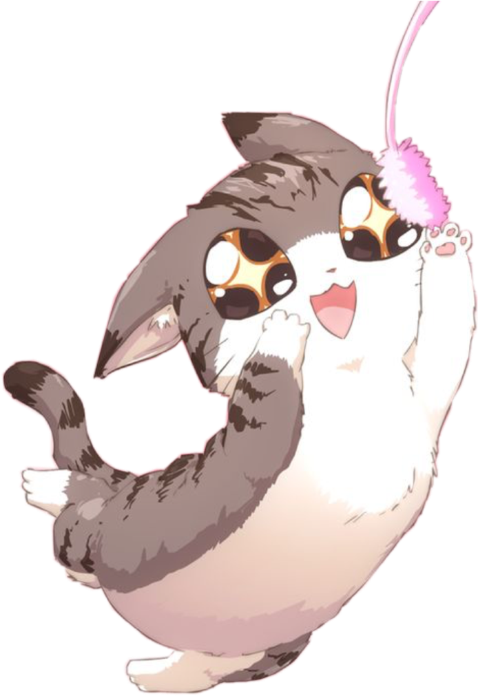 Leken kawaii-katt med fjæreleke.PNG Bakgrunner