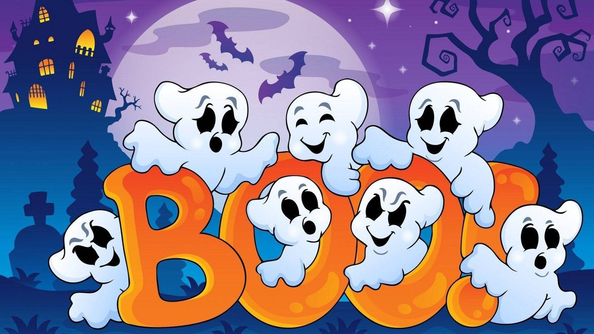 Leken Spøkelses-Tegneserie Halloween Bakgrunner